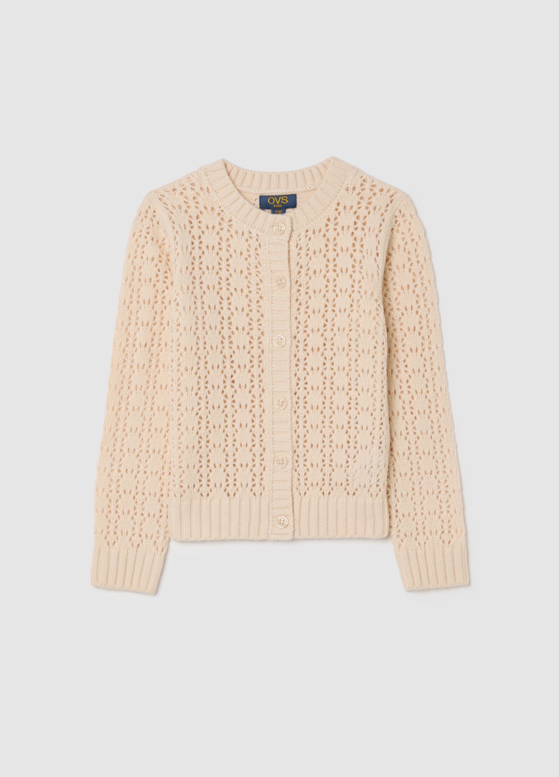 Knitted Beige Cardigan for Girls