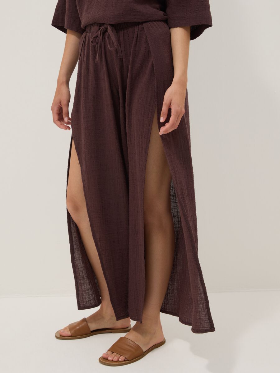 Brown pure cotton beach trousers_3
