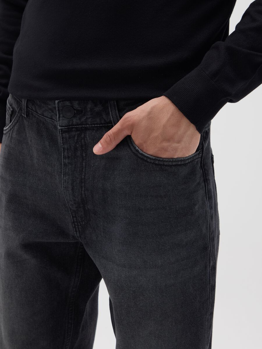 Relaxed fit black pure cotton jeans_3