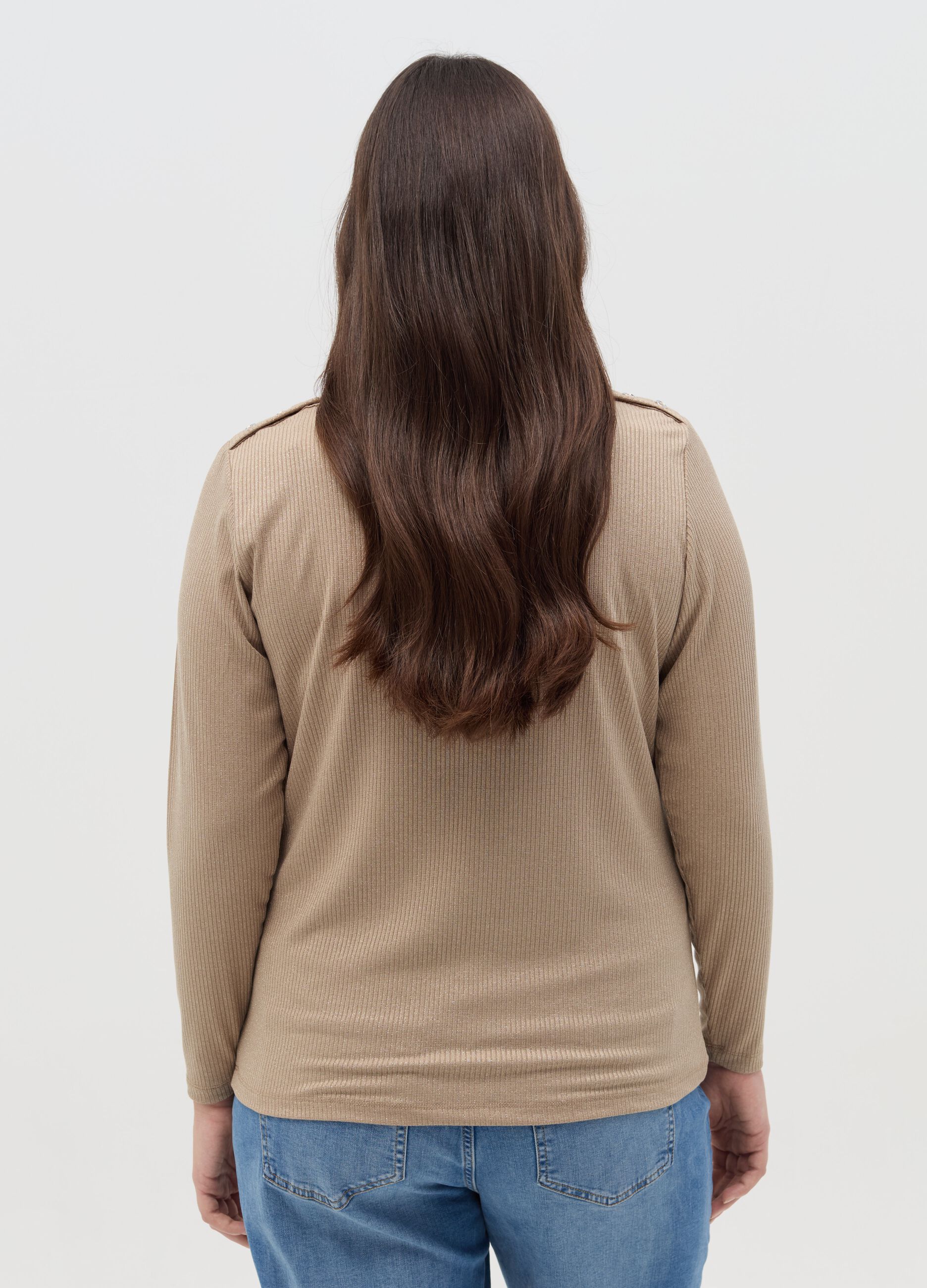 Curvy ribbed T-shirt in lurex