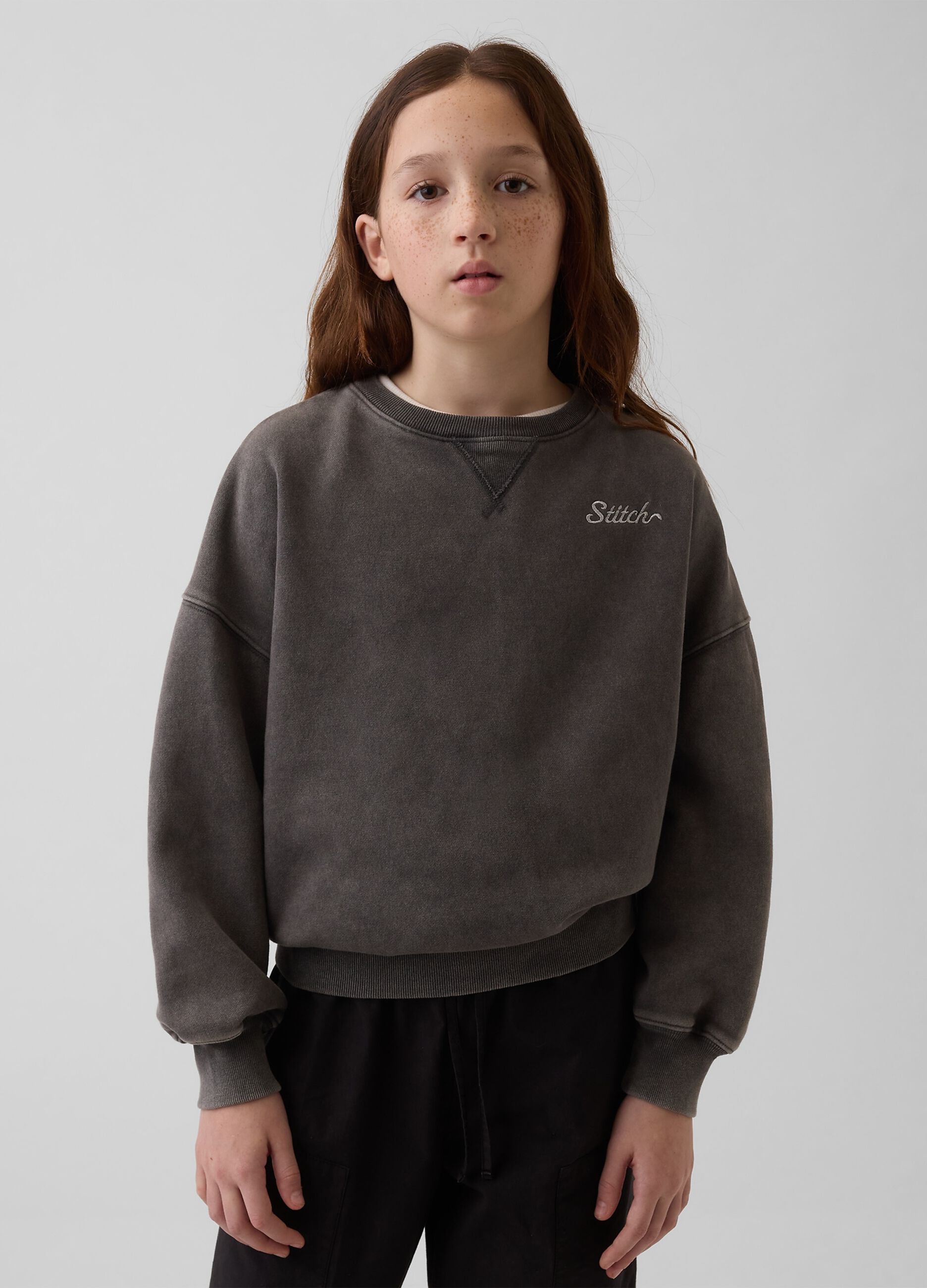Cotton-blend crewneck sweatshirt