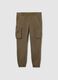 Brown Stretch Cotton Slim Fit Trousers_4