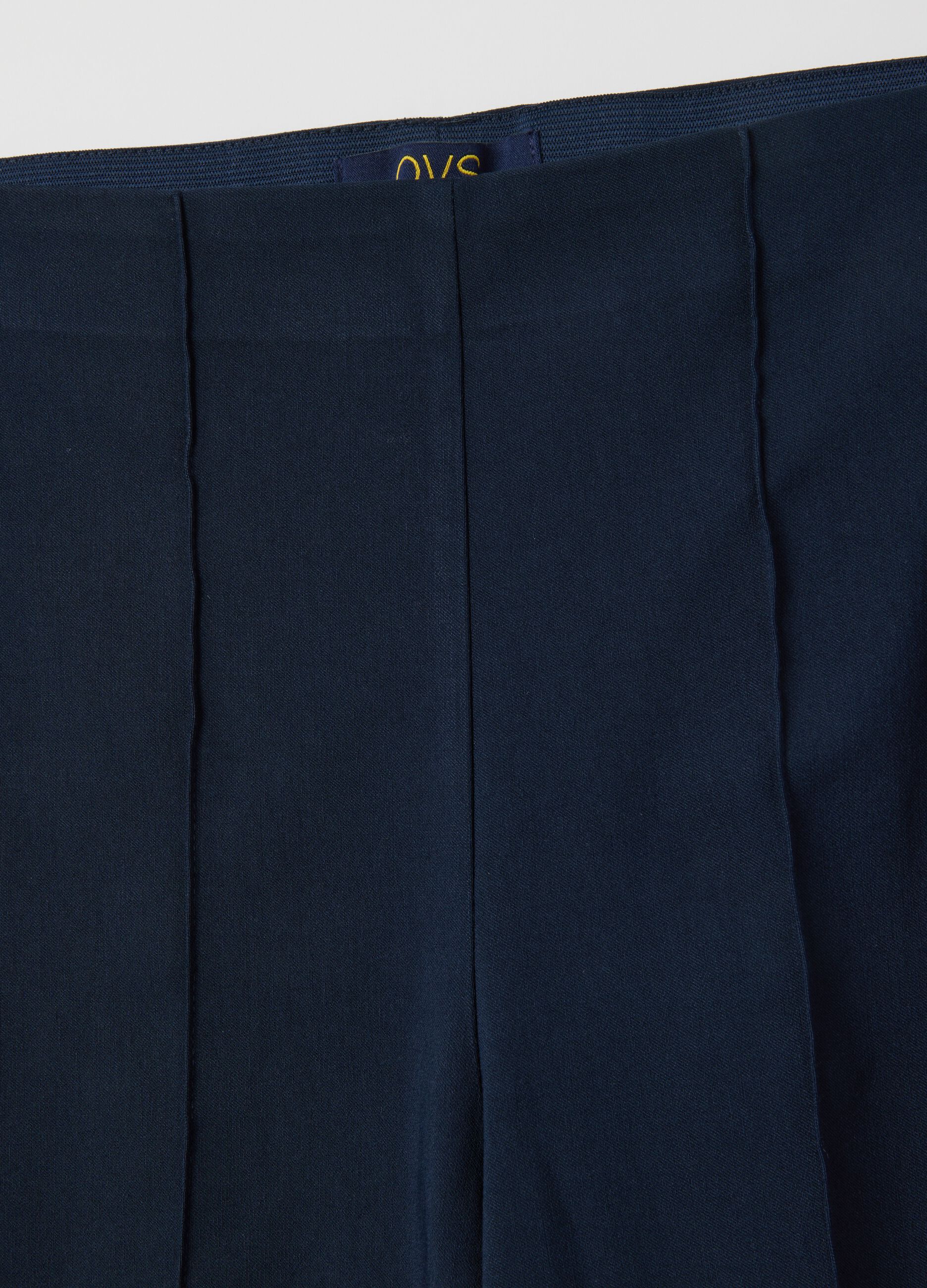 Women's blue viscose blend regular fit trousers