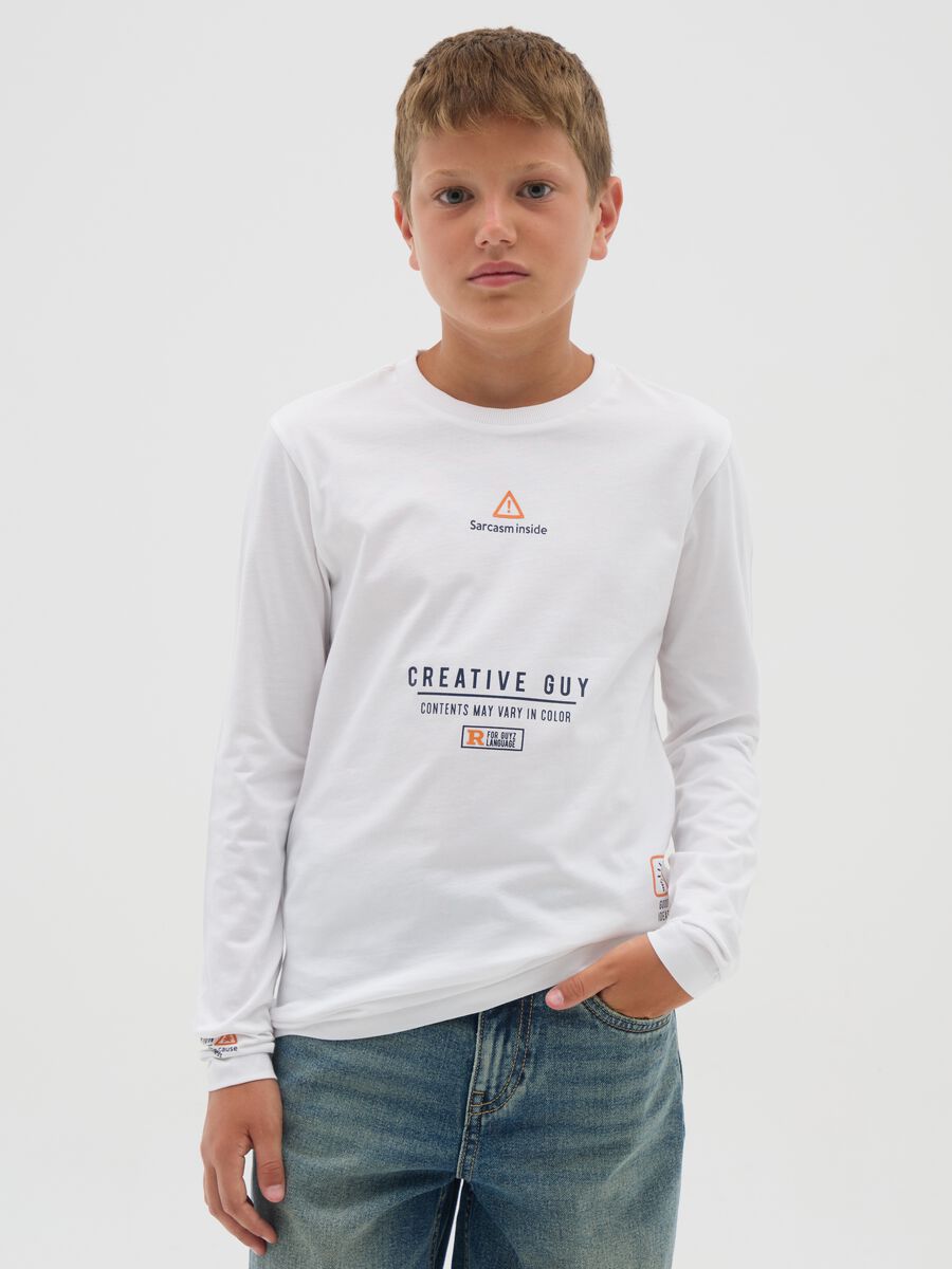 Boy's White Pure Cotton T-Shirt Regular Fit_0