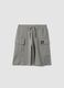 Grey pure cotton cargo bermuda shorts for boys, oversized fit_3