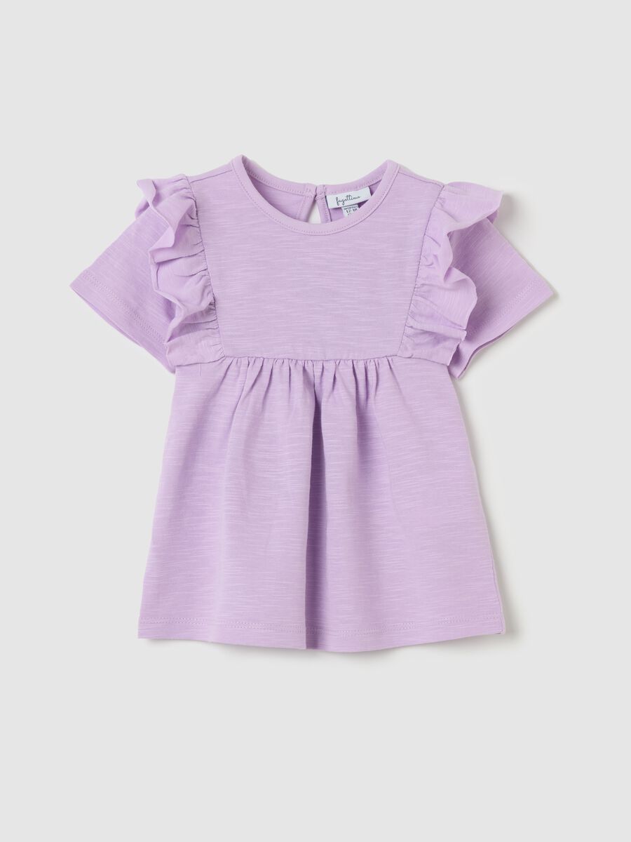 Cotton T-shirt with flounce_0
