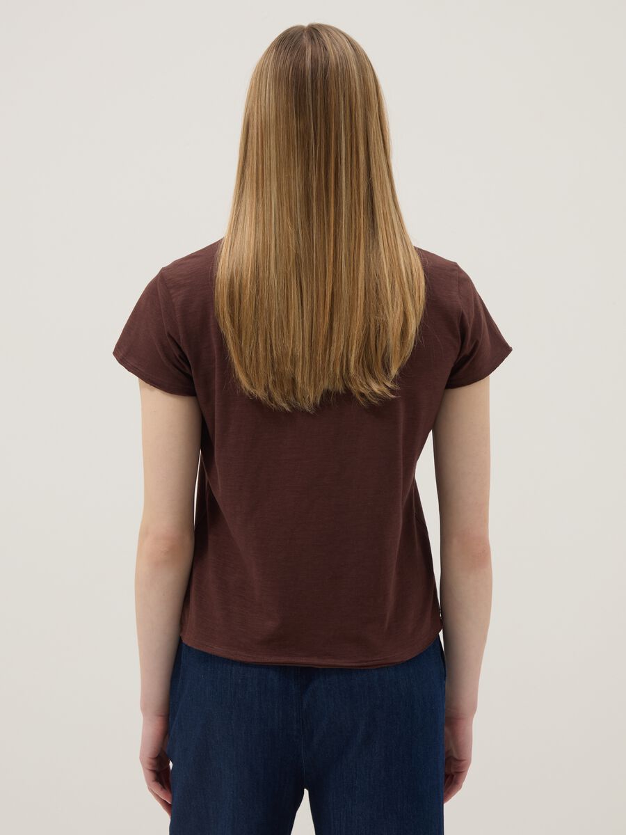 Brown short-sleeve pure cotton T-shirt, regular fit_4