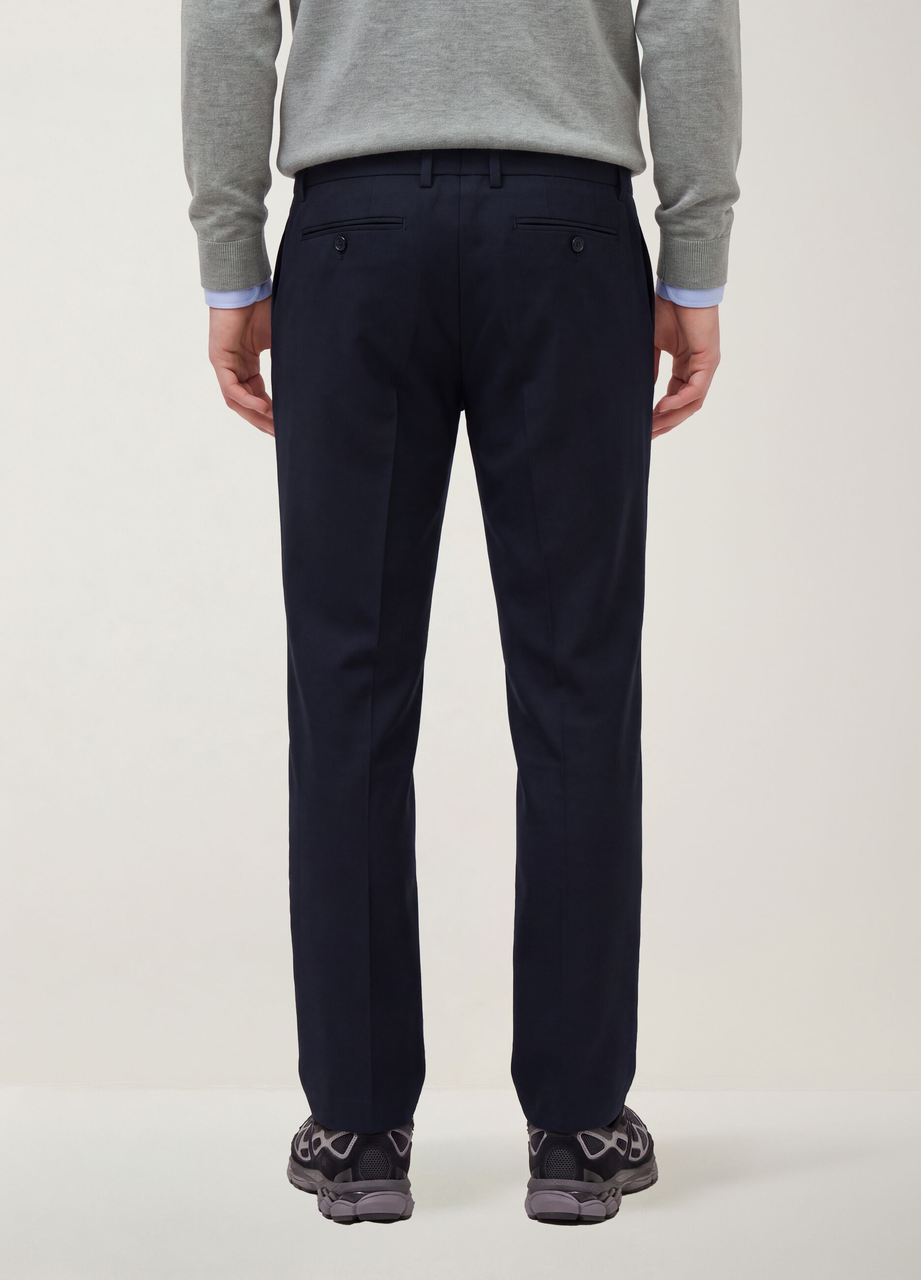 Navy slim-fit stretch viscose twill chino trousers