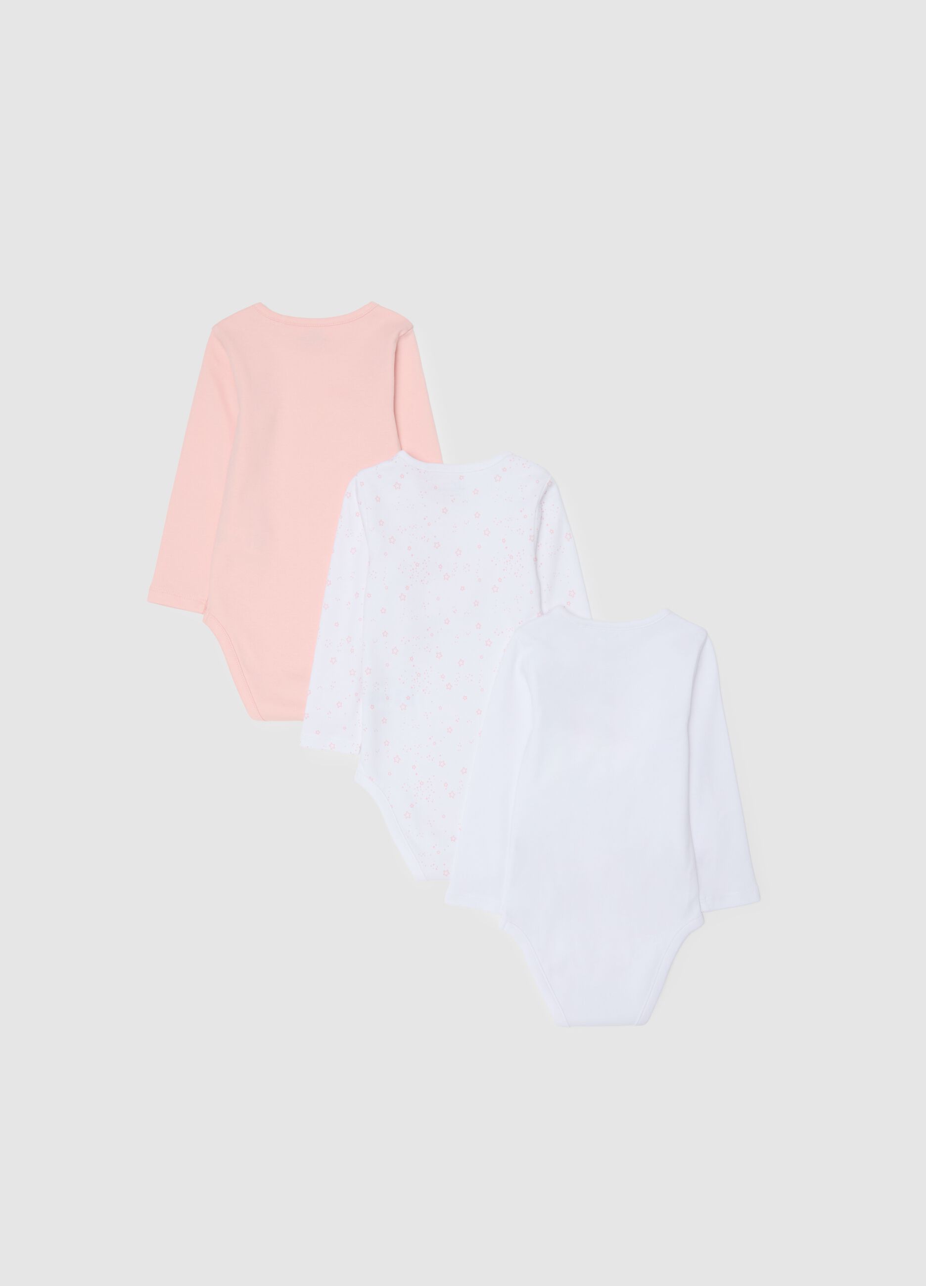 Pink cotton bodysuit with long sleeves