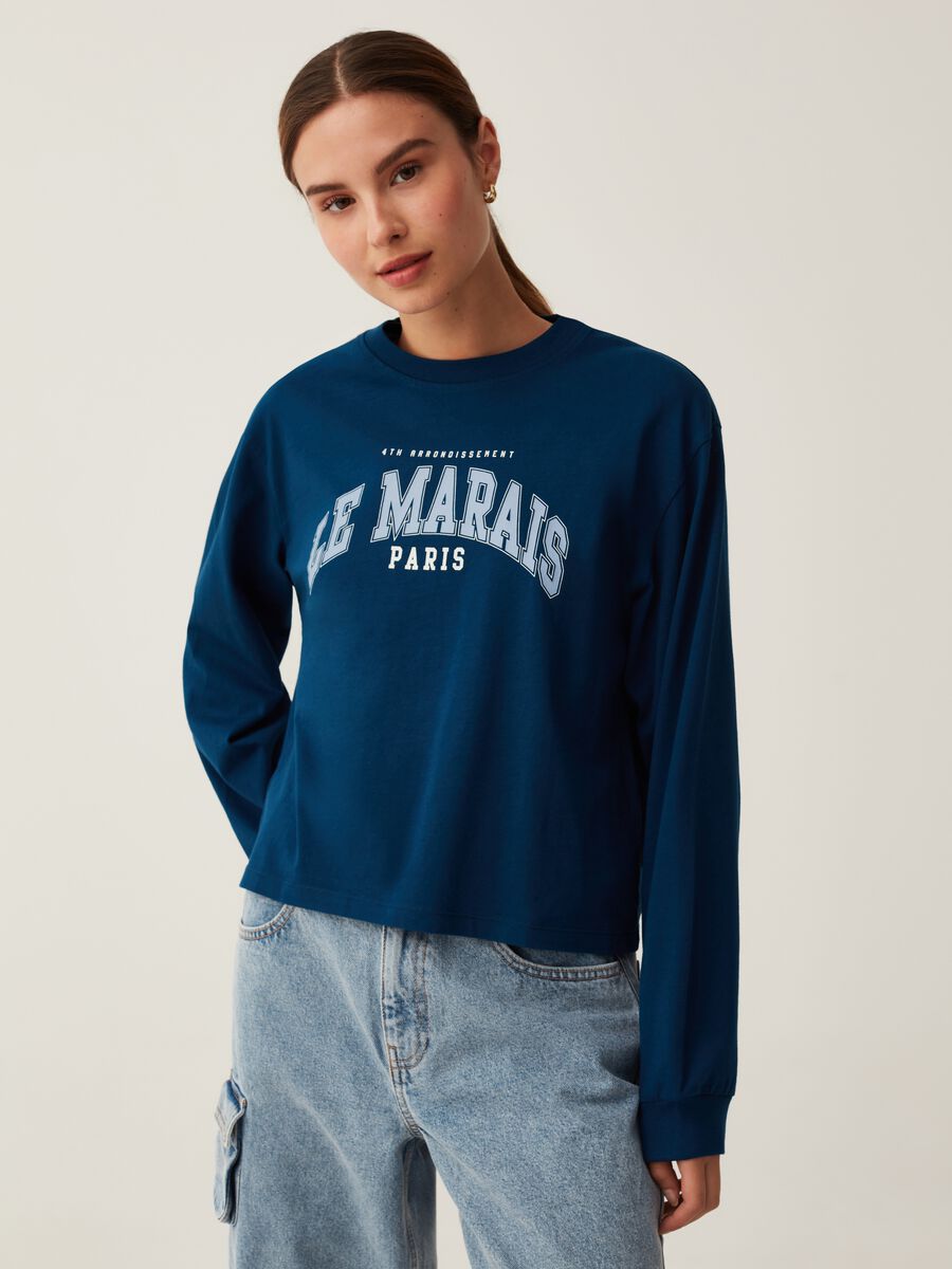 T-shirt a maniche lunghe con stampa_0