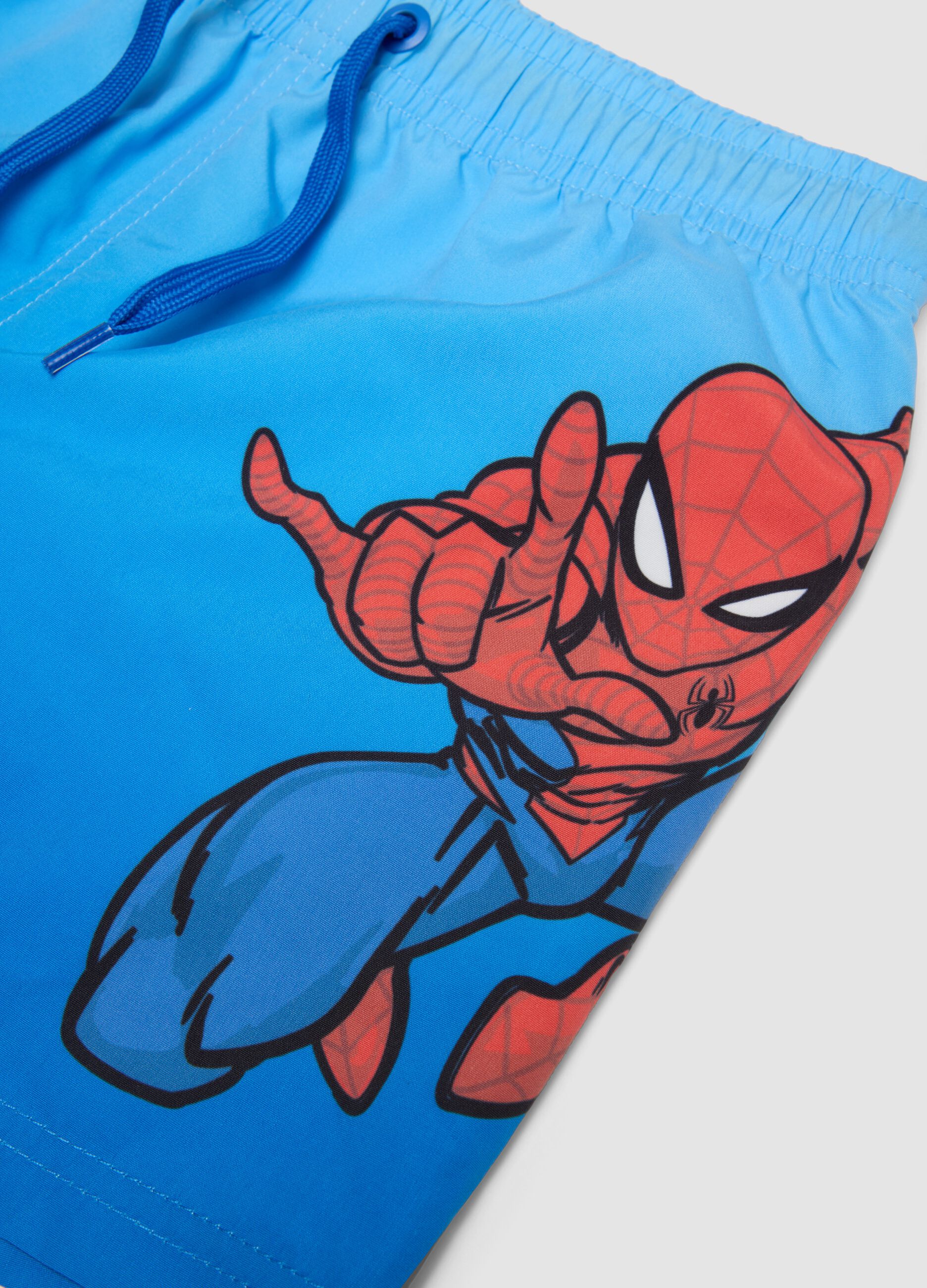 Blue Spider-Man print swim shorts