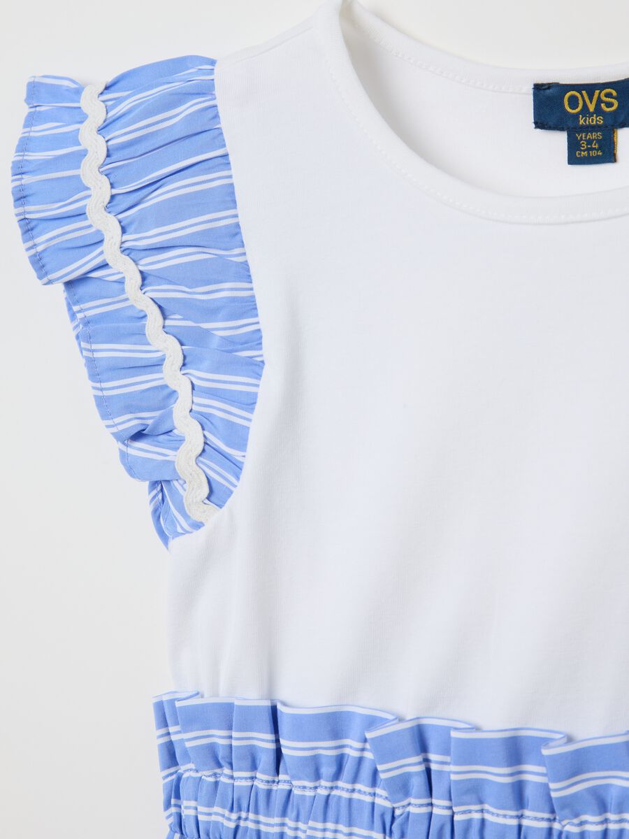 Dress with white and light blue stripes and floral embroidery_2