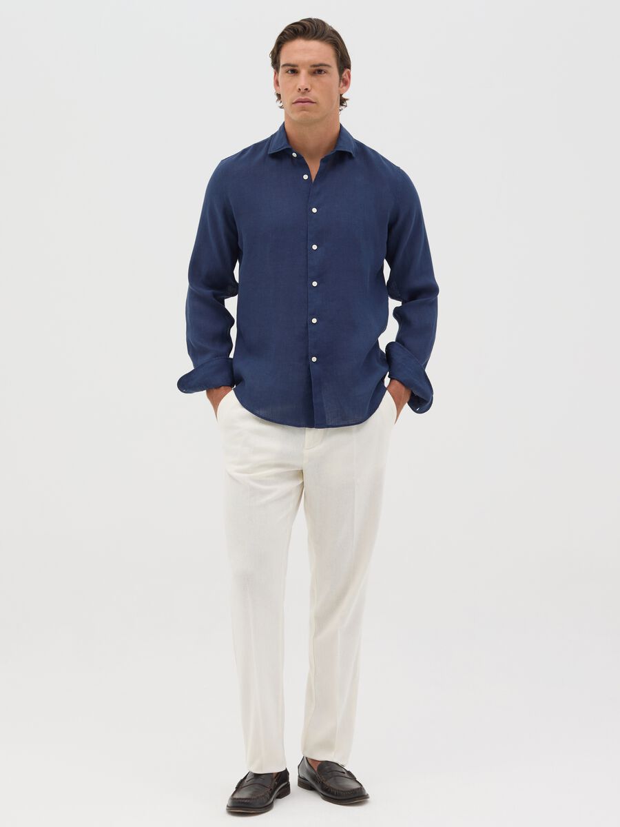 Pantalone chino slim fit con coulisse bianco_0