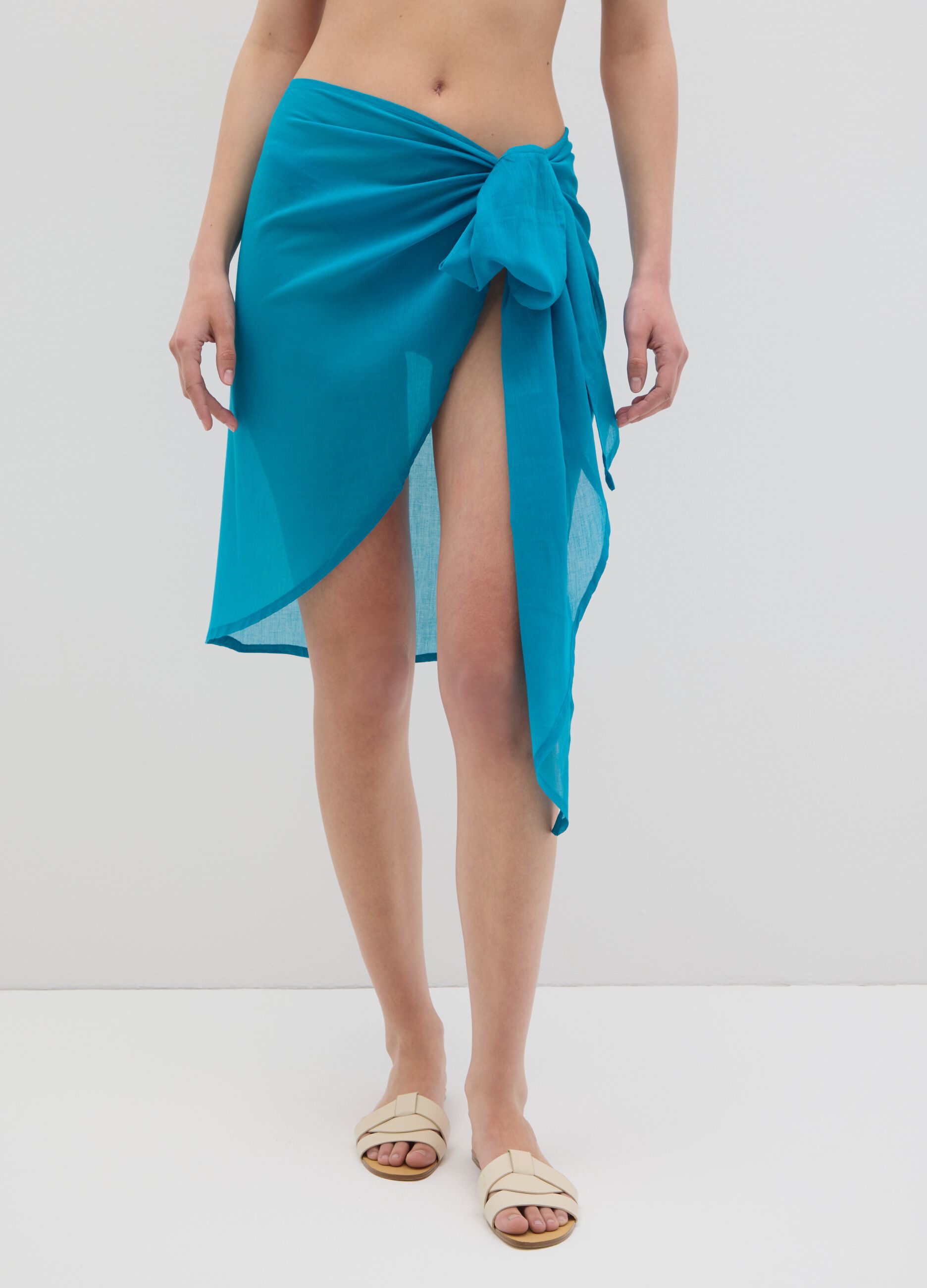 Pareo da donna in puro cotone azzurro