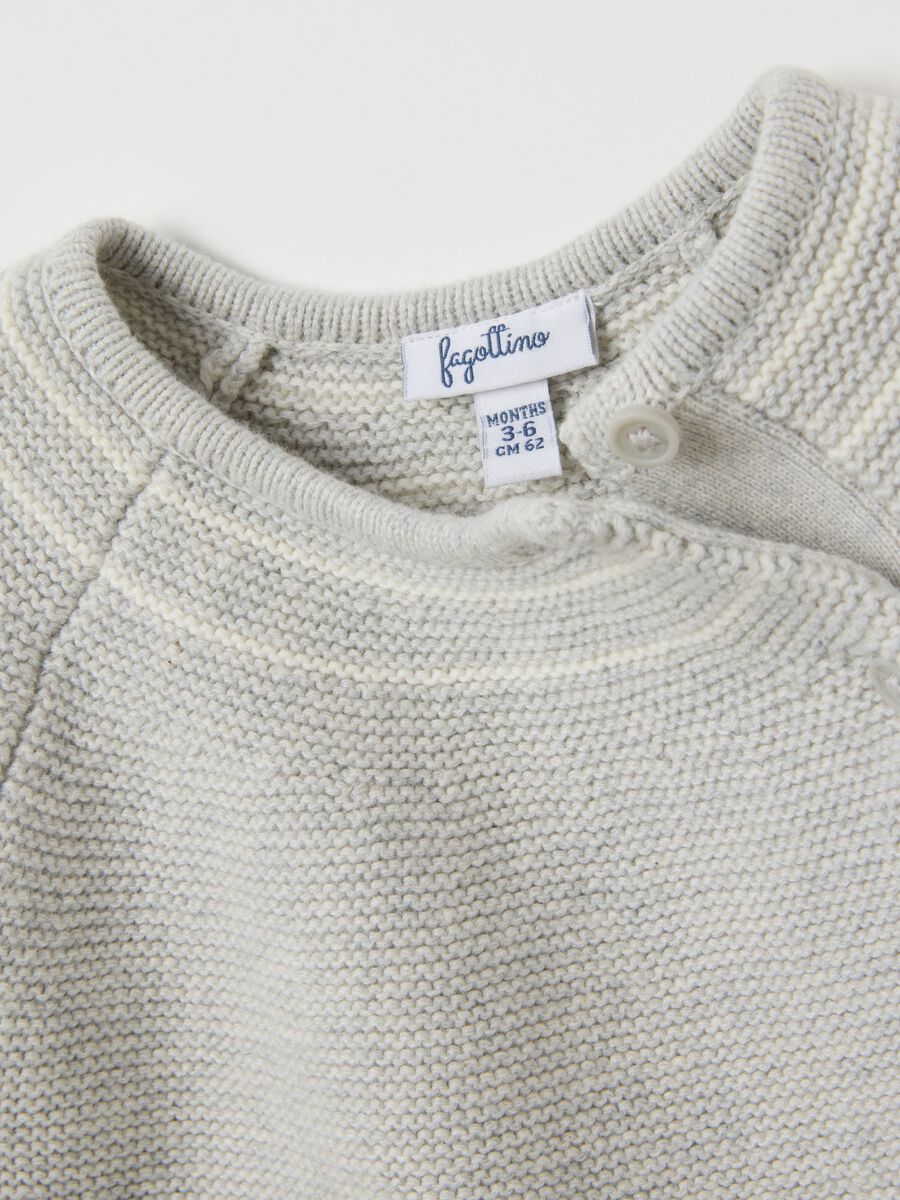 Cardigan da neonato in puro cotone grigio regular fit con tasca koala_3