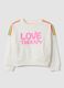 White cotton-blend sweatshirt with Love Therapy slogan for girls_0
