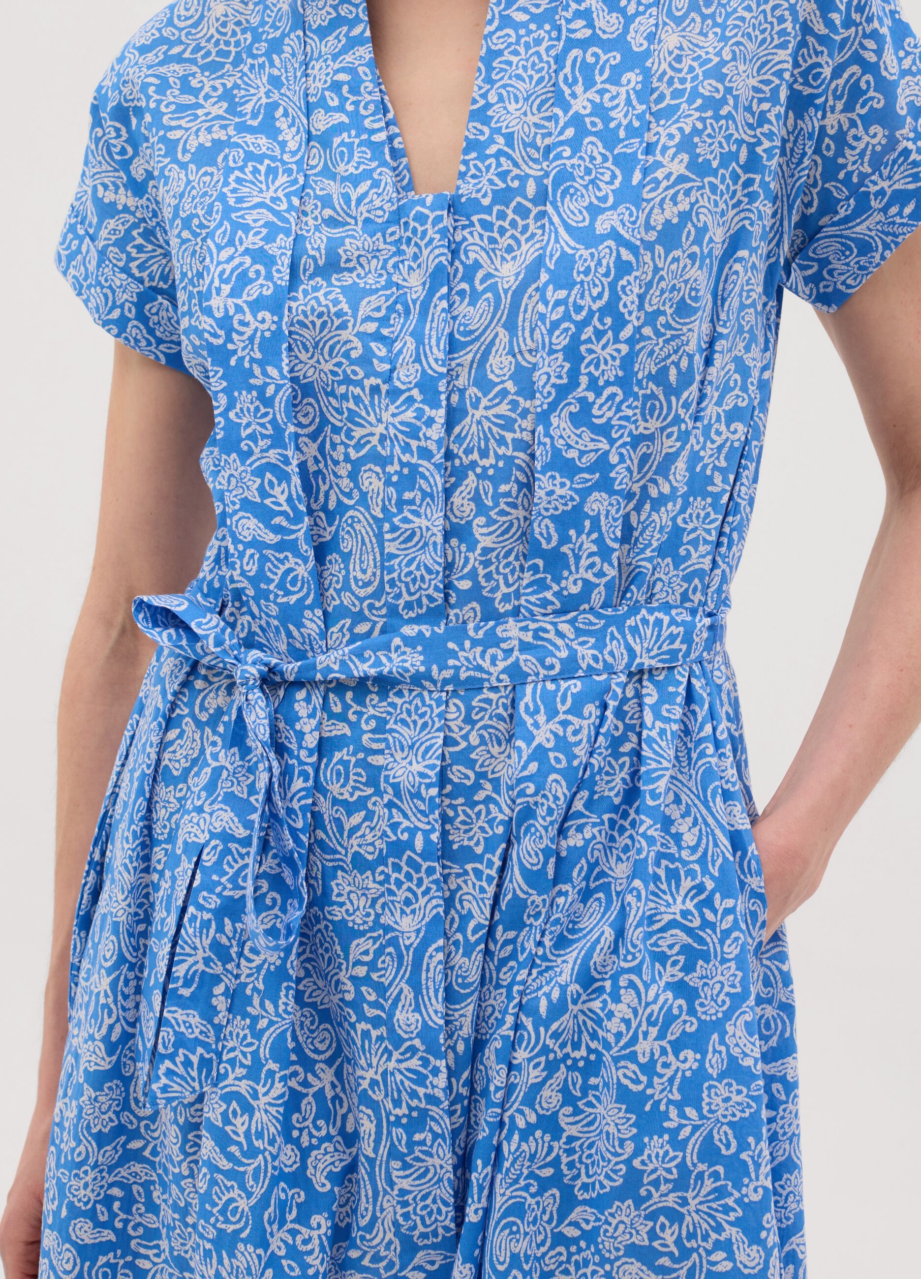 Abito da donna in puro cotone multicolor con stampa floreale
