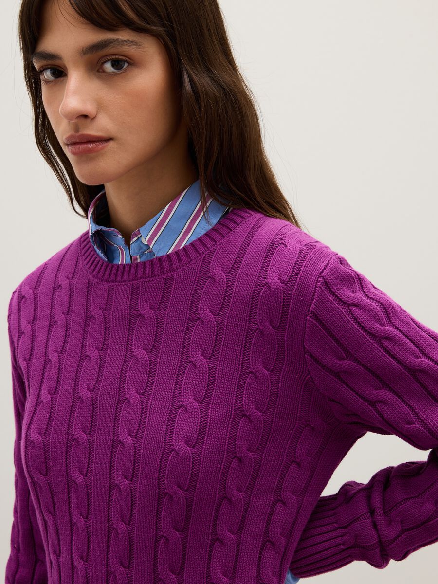 Maglione in puro cotone viola regular fit_3
