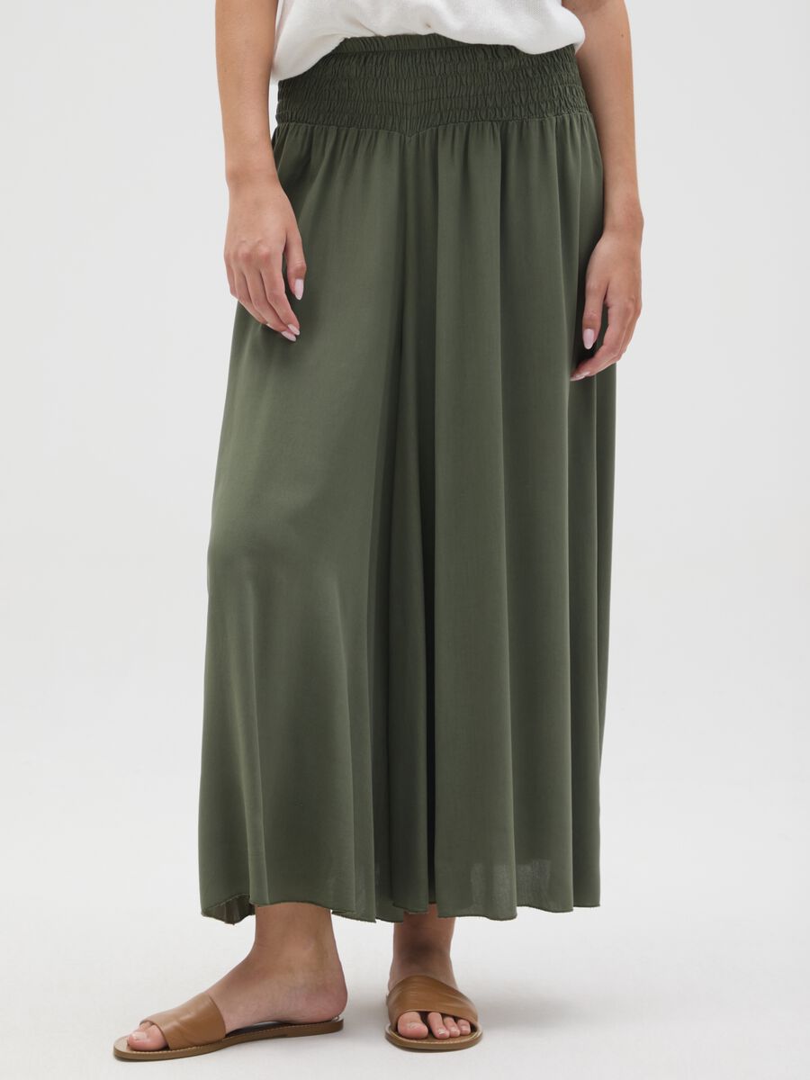 Women's green pure viscose trousers, regular fit_1