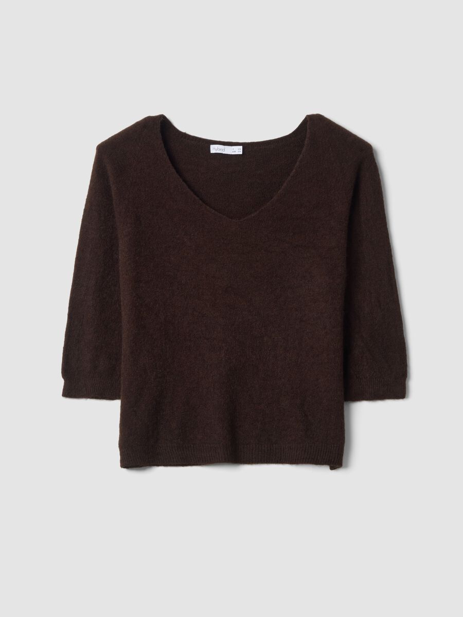 Maglia marrone scollo a V regular fit_0