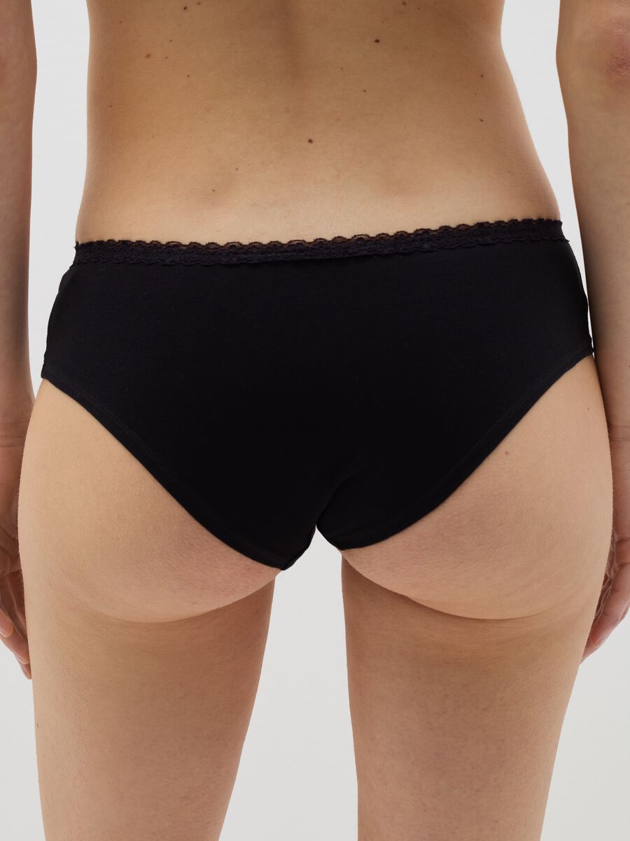 Stretch cotton French knickers with lace_2