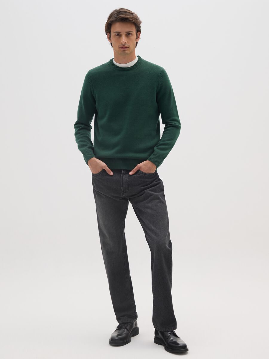 Green crewneck regular fit jumper_1
