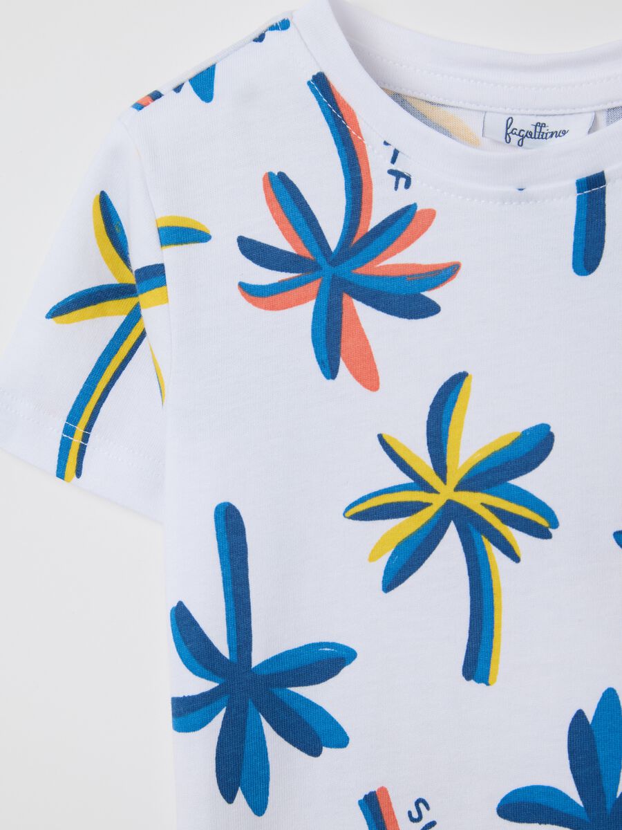 White cotton T-shirt with palms print_2
