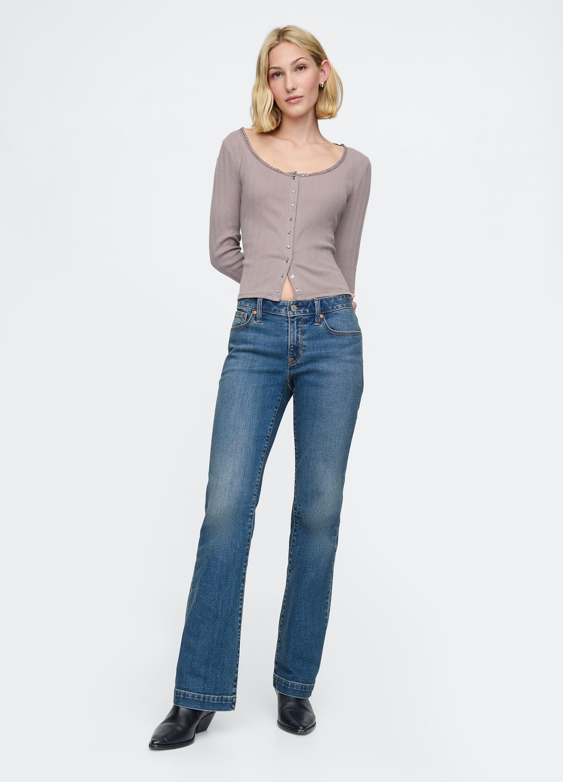 Wide-leg cotton blend jeans Gap