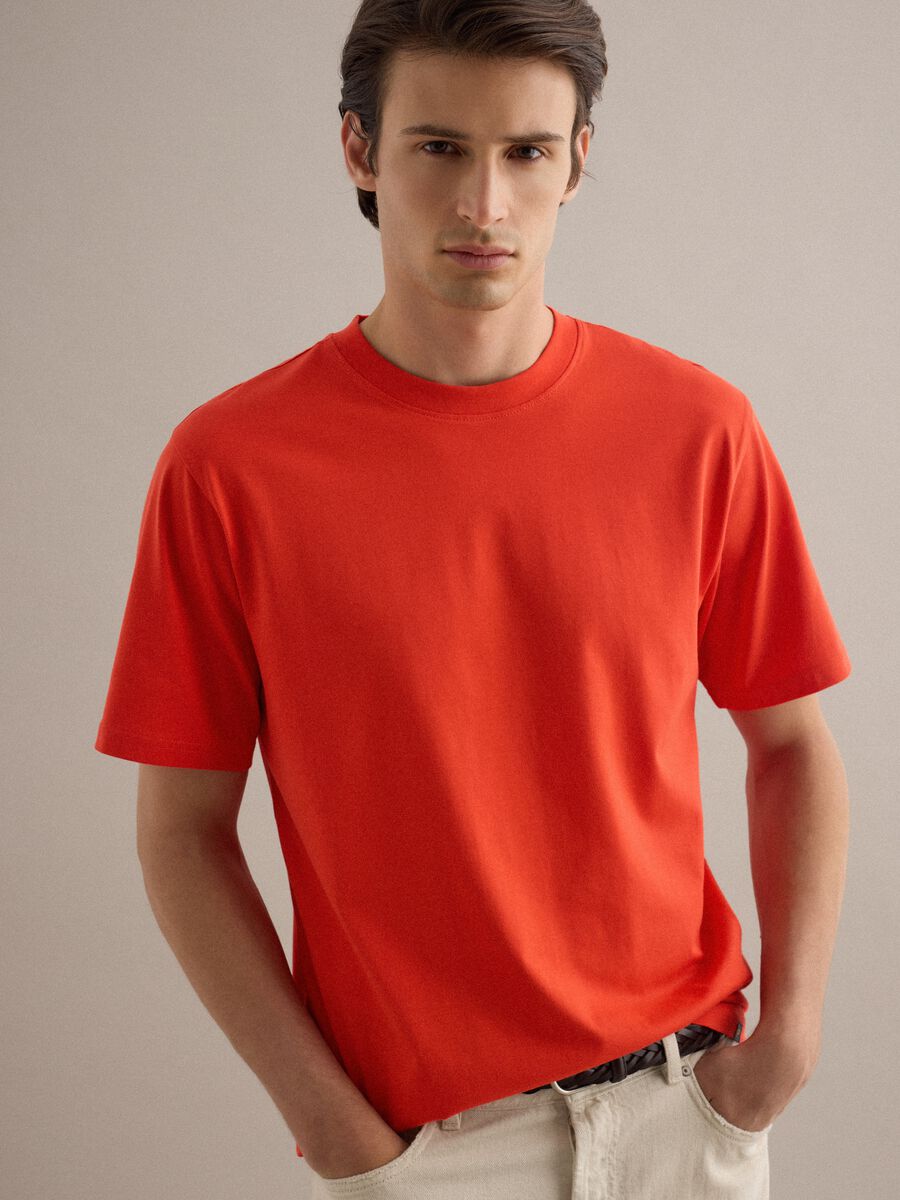 T-shirt girocollo in puro cotone arancione relaxed fit_1