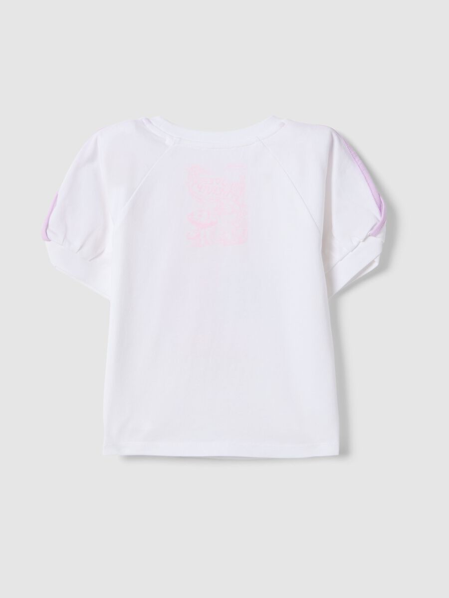 T-shirt in cotone elasticizzato bianca da bambina con stampa gelato_1