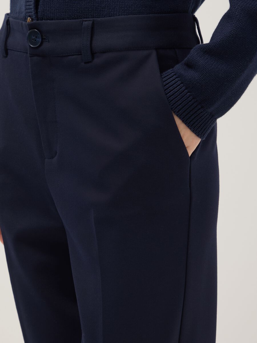 Blue Slim Fit Chino Trousers_3