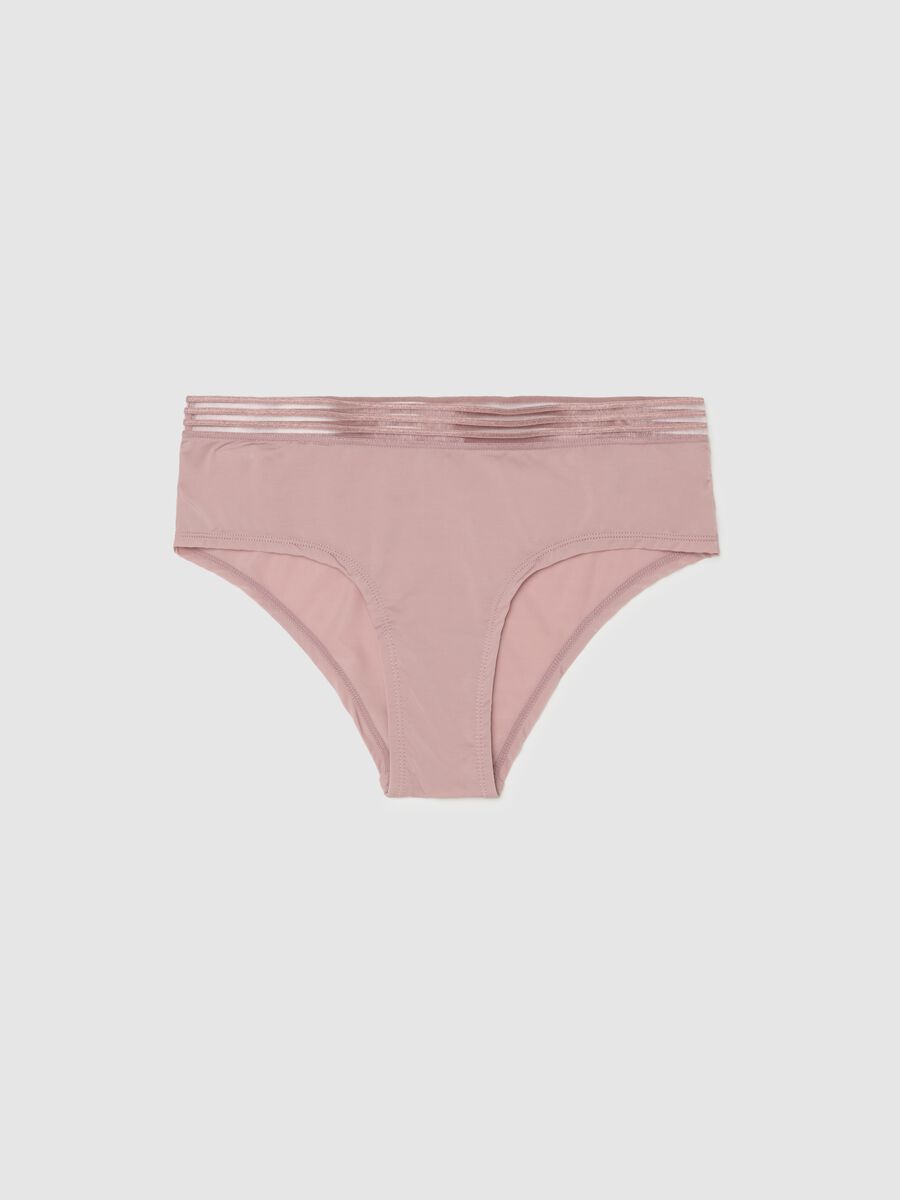 Microfibre French knickers with striped elastic_0