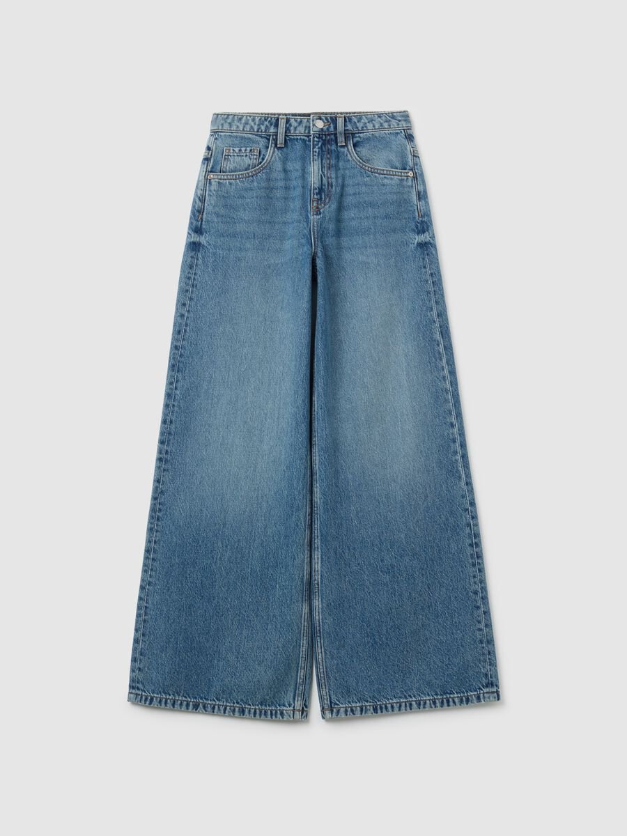 Wide Leg Denim Jeans_0