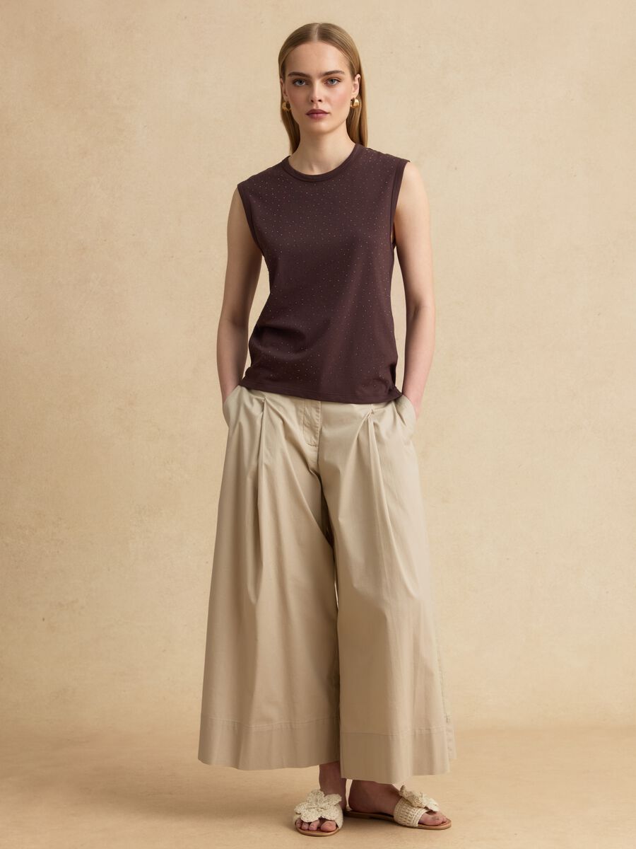 Brown cotton-blend top_2