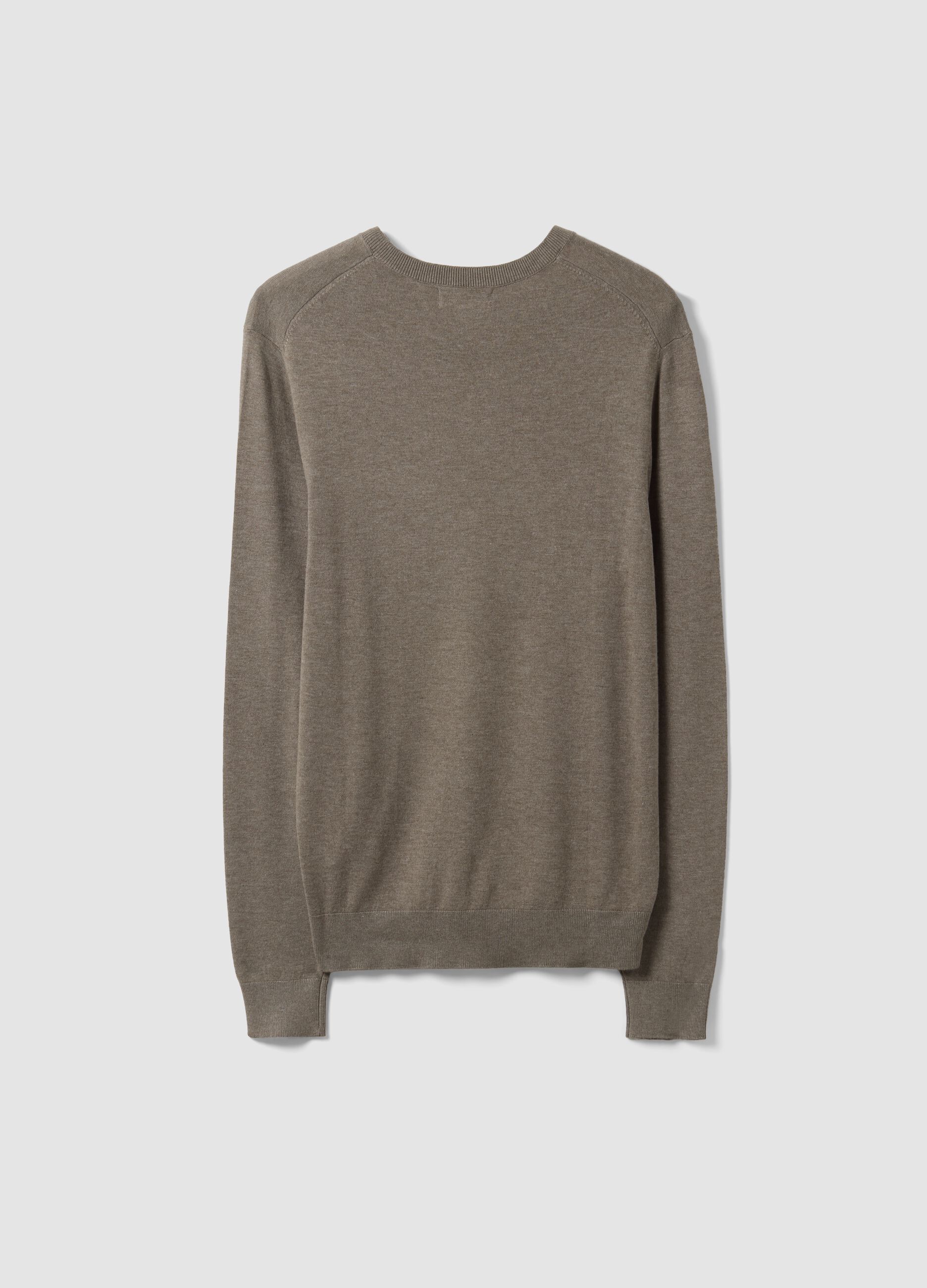 Grey viscose-blend V-neck jumper, regular fit