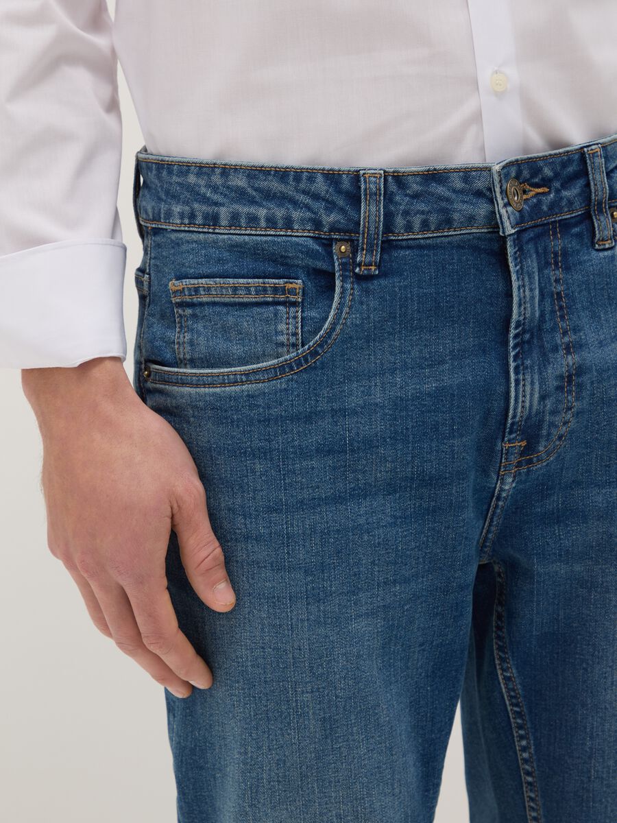 Blue stretchy skinny fit denim cotton jeans_3