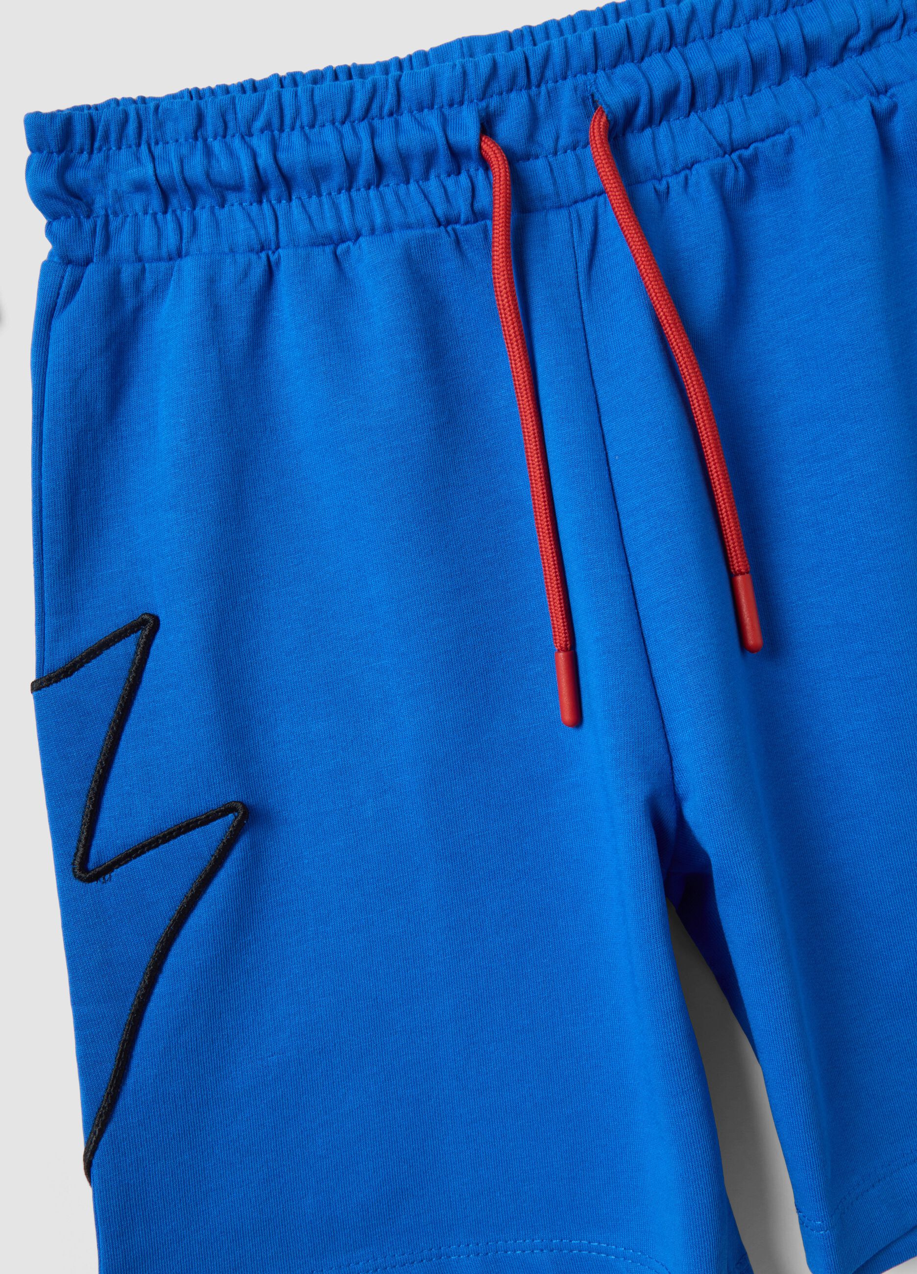 Blue and white pure cotton kids&rsquo; oversized-fit set with Sonic