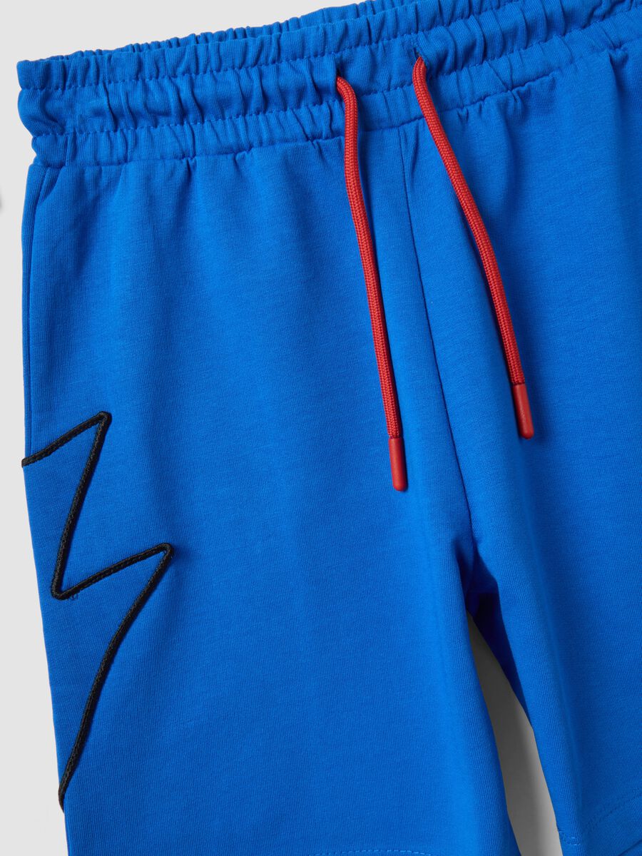 Set bianco e blu in puro cotone da bambino oversize fit con Sonic_3