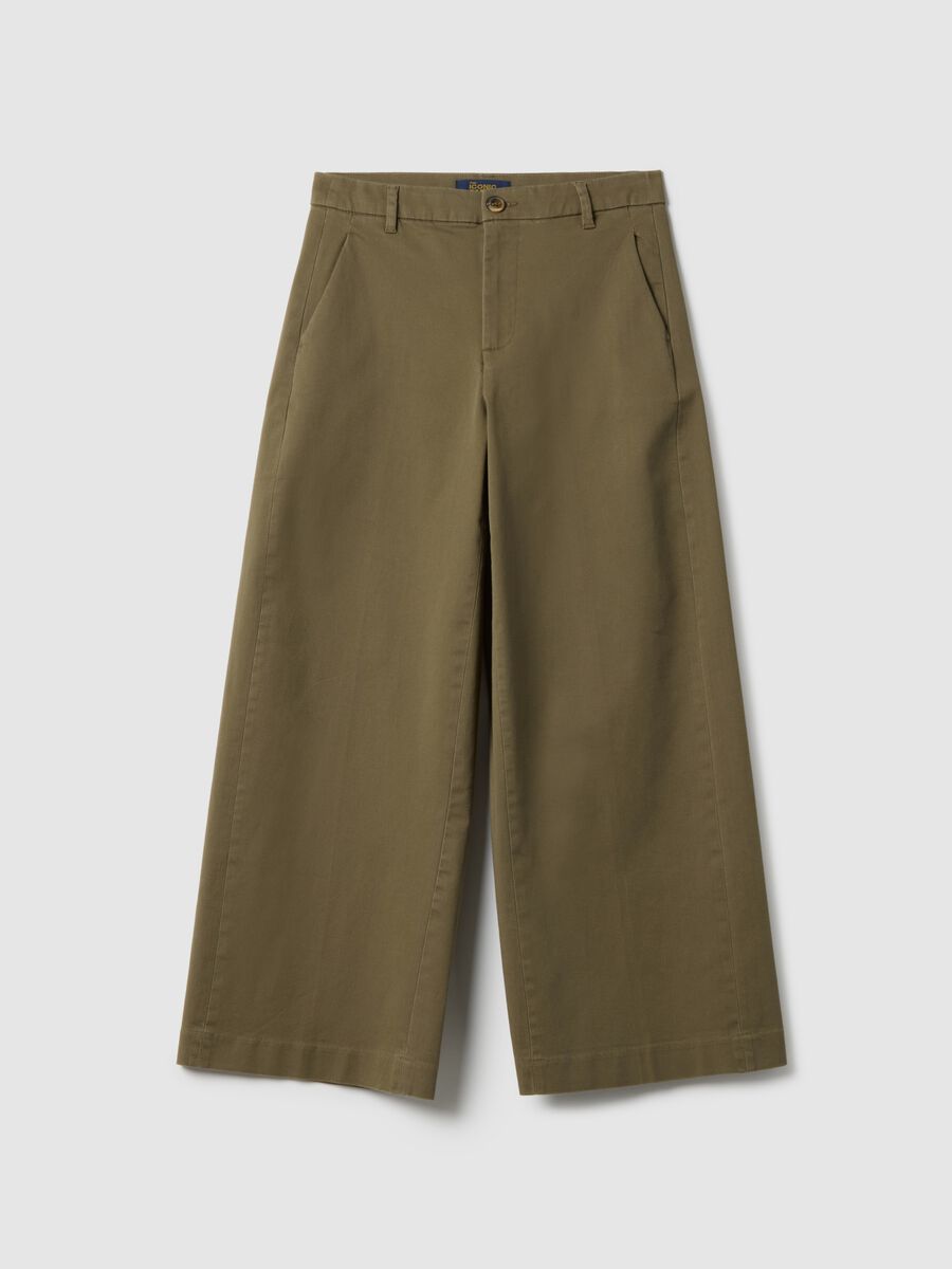 Green stretch cotton regular fit chino trousers_4