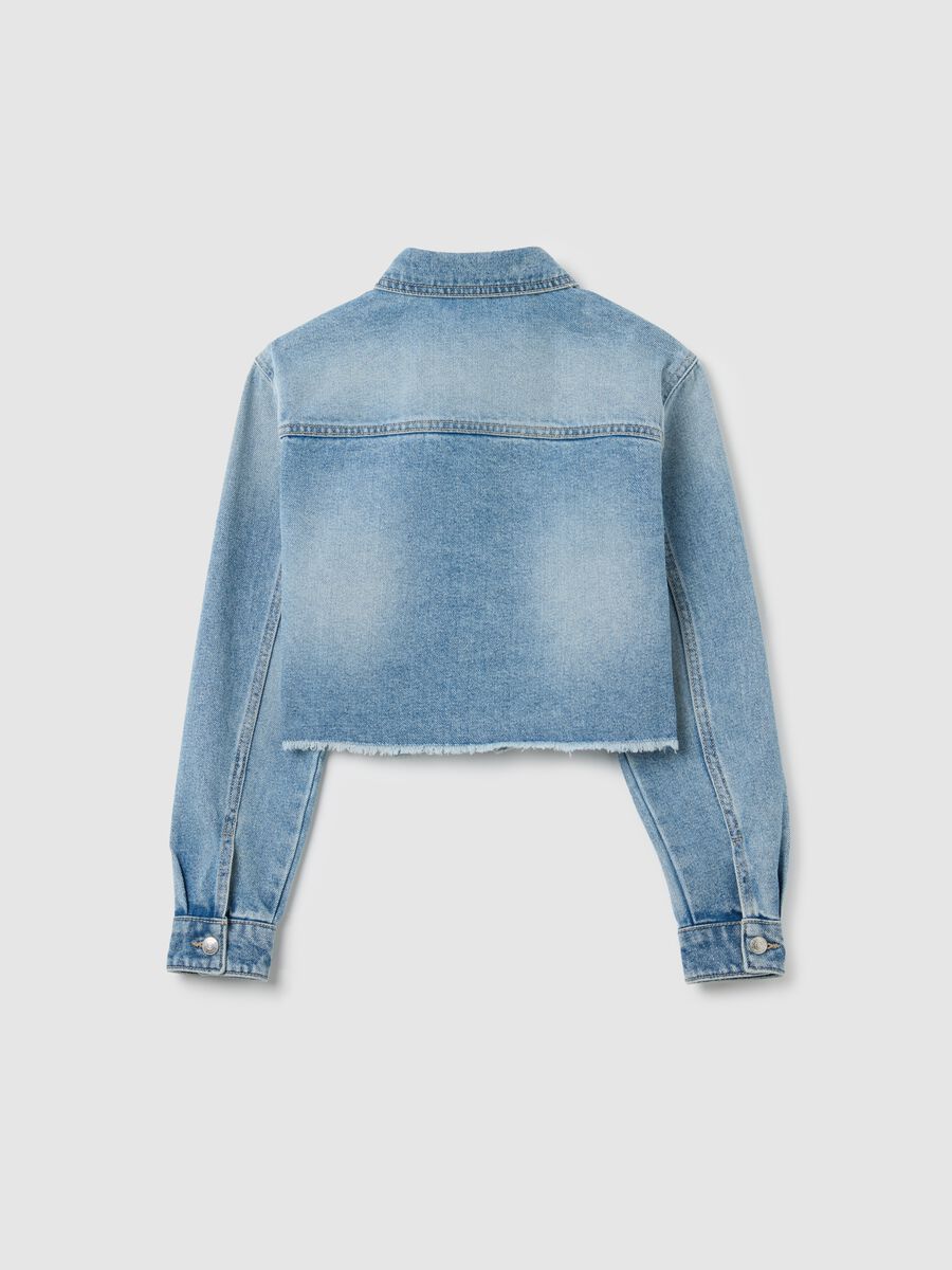 Girls' Regular Fit Denim Cropped Jacket_4