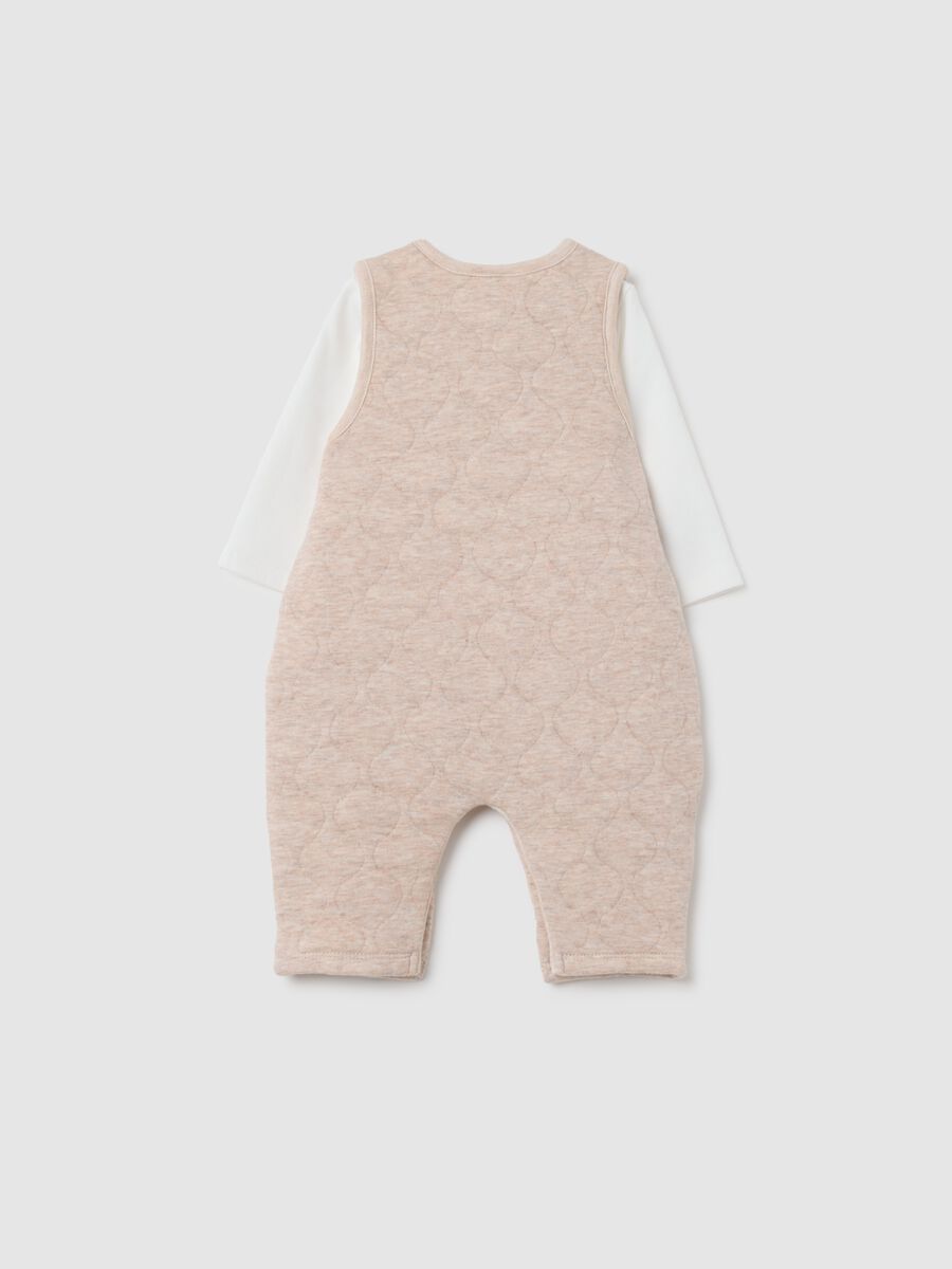 Tutina da neonato in misto cotone beige_1