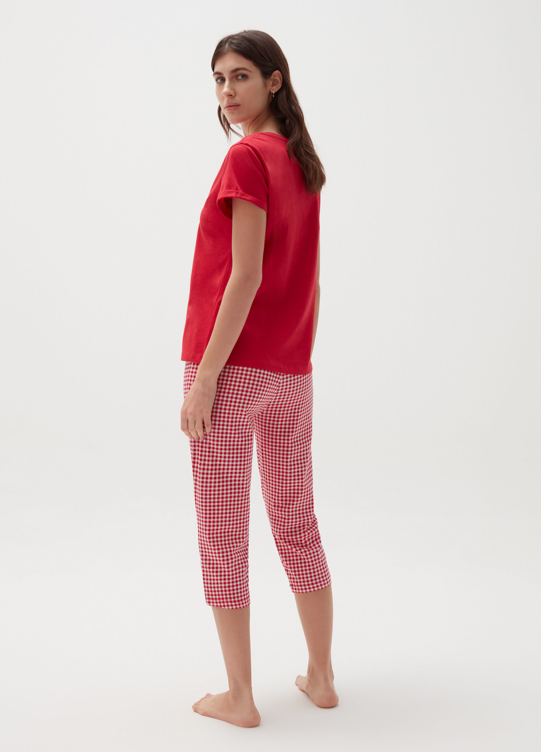 Cotton pyjamas with capri trousers