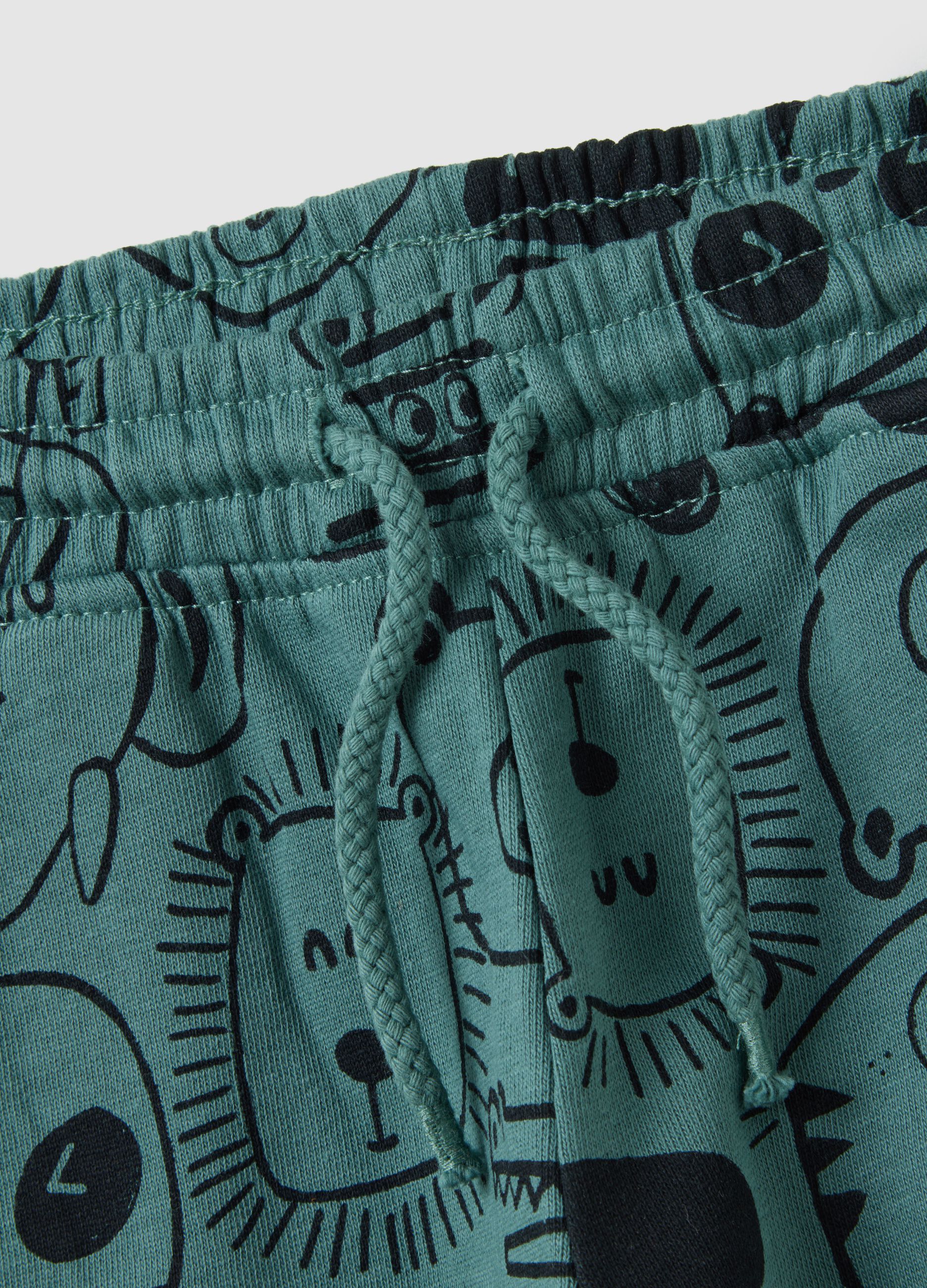 Children's Trousers in Pure Green Cotton
