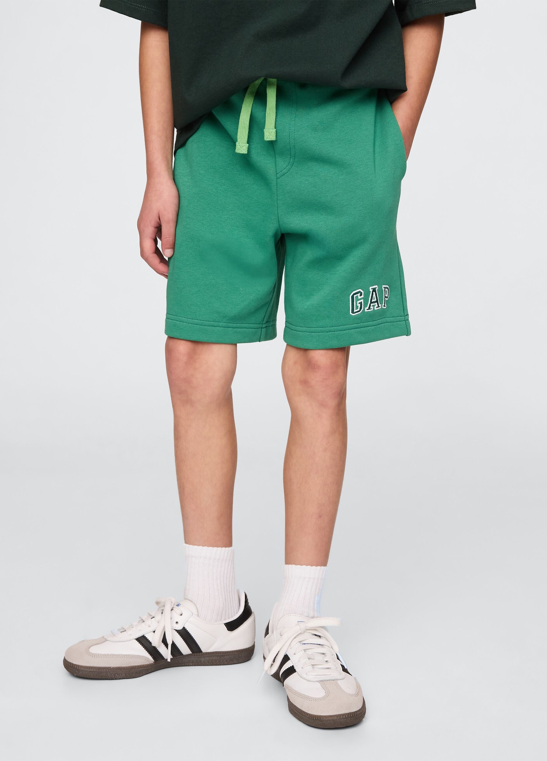 Green Cotton-Blend Shorts