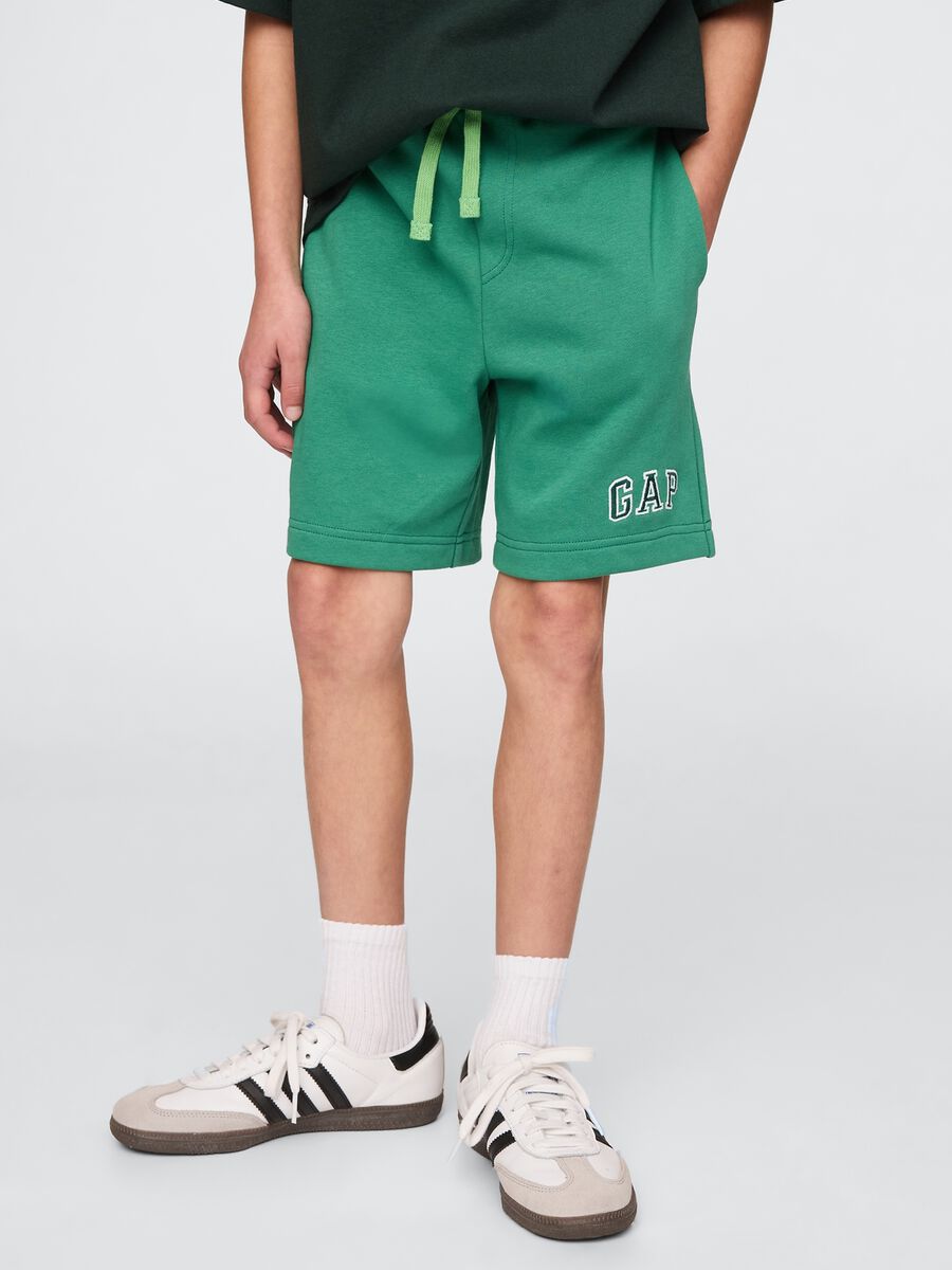 Green Cotton-Blend Shorts_1