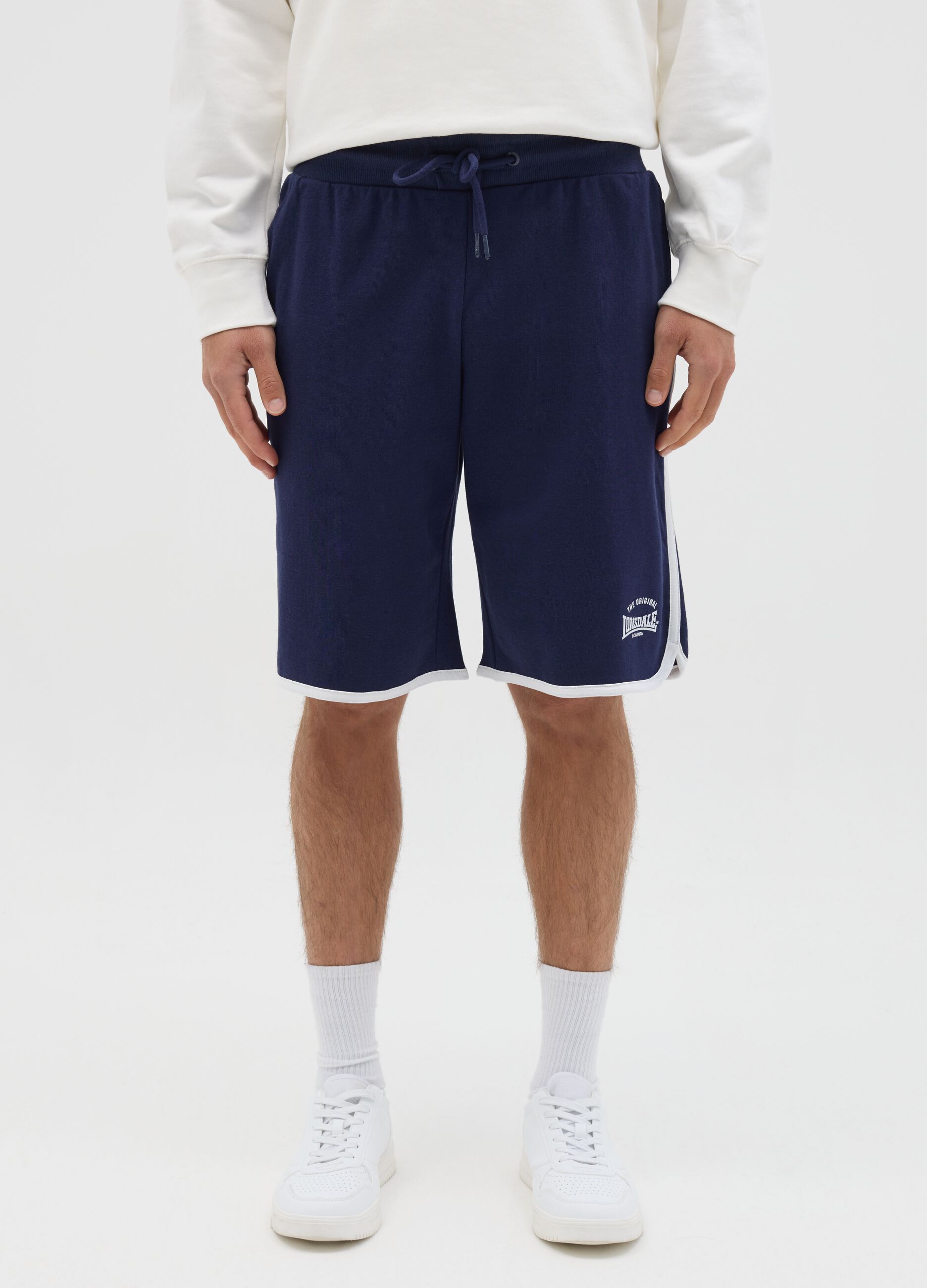 Blue Bermuda joggers with contrasting edging