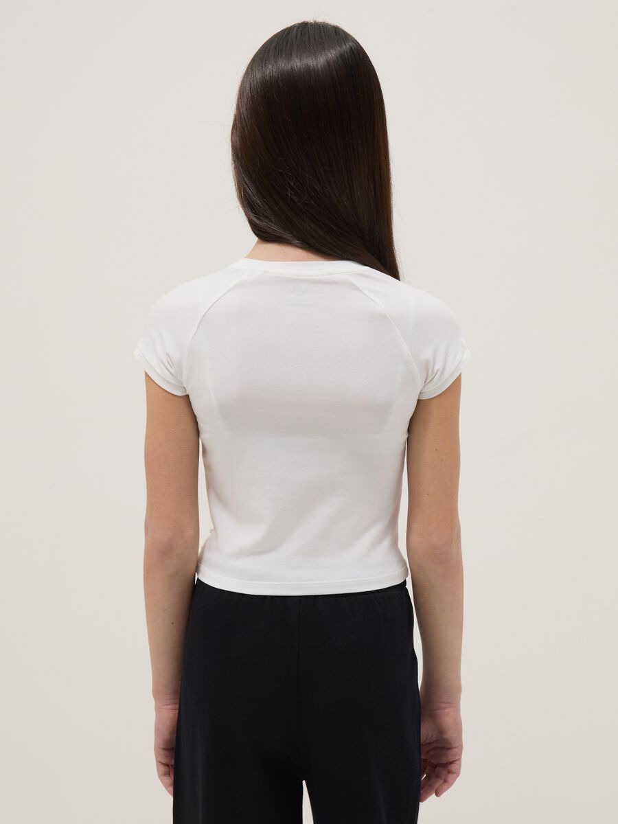 T-shirt in cotone elasticizzato bianca da ragazza slim fit_1