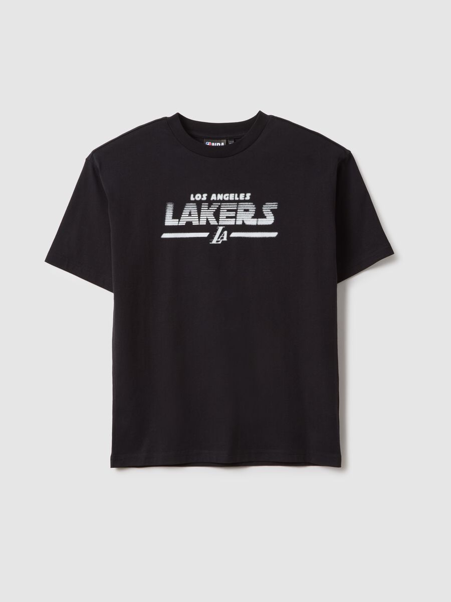 Children's black pure cotton T-shirt regular fit with Lakers logo_3