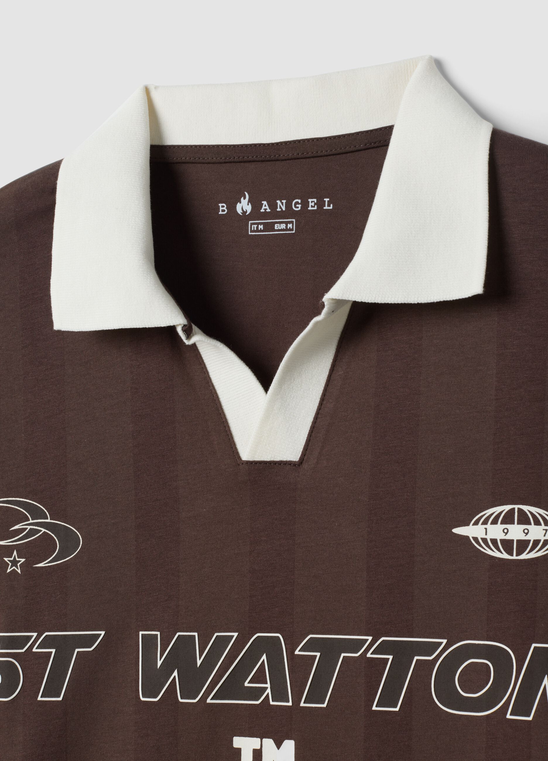 Brown pure cotton polo shirt with classic collar