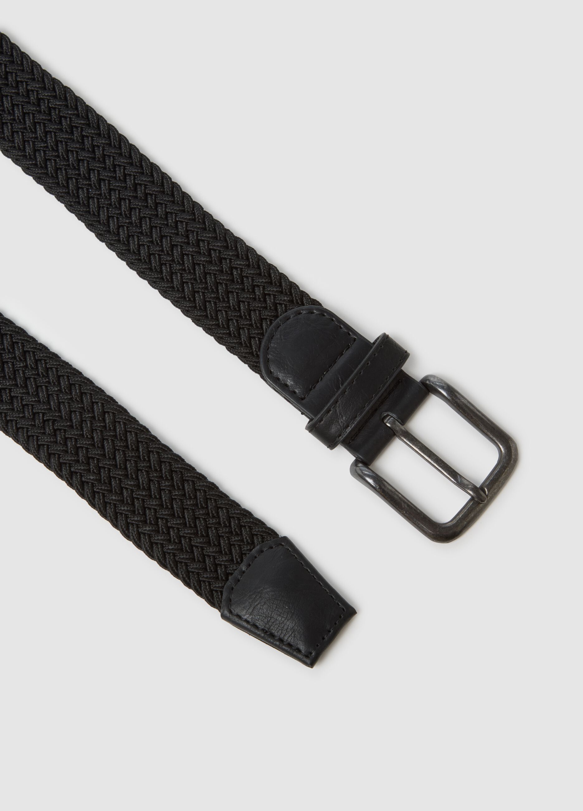 Braided Black Genuine Leather Belt